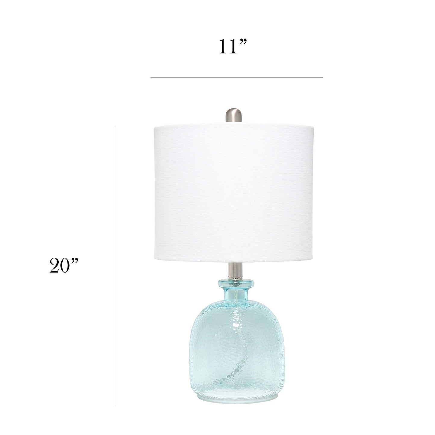 Elegant Designs LT3335-CBL Glass Table Lamp, Textured, Clear Blue, Pack of 1