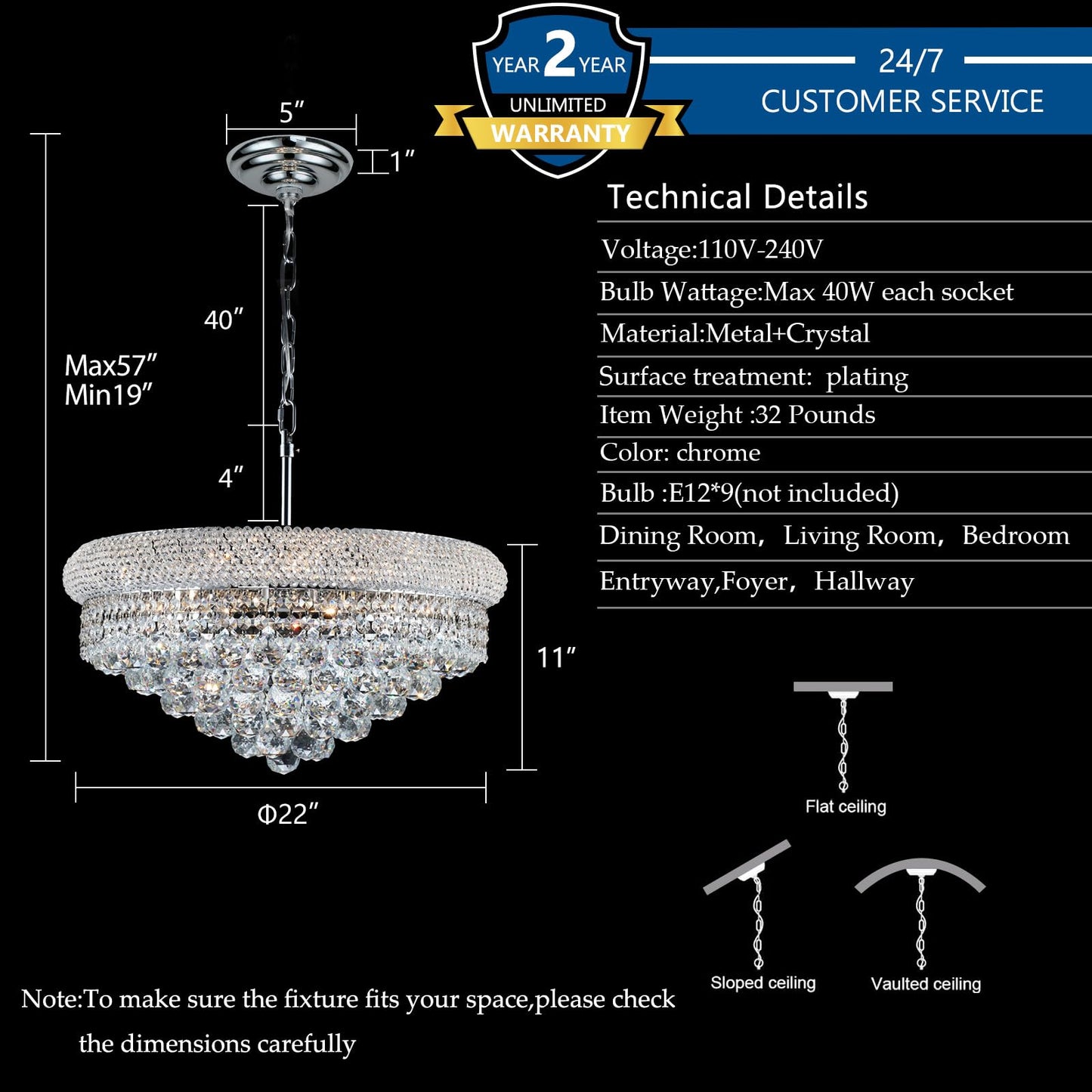 Crystal Chandeliers For Dining Room Light Fixtures Over Table  Empire Style K9 Crystal Chandelier For Bedroom  9 Lights Chrome stylish Lighting Fixtures For Living Room Kitchen Lsland Entryway D22 Inch