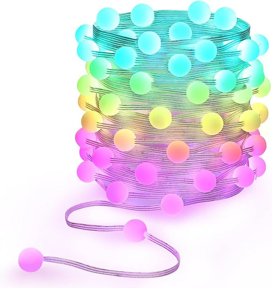 KepStars 33ft Globe String Lights, 66 LED RGB Color Changing String Fairy Lights, Smart APP & IR Remote Control, 200+ Scen...