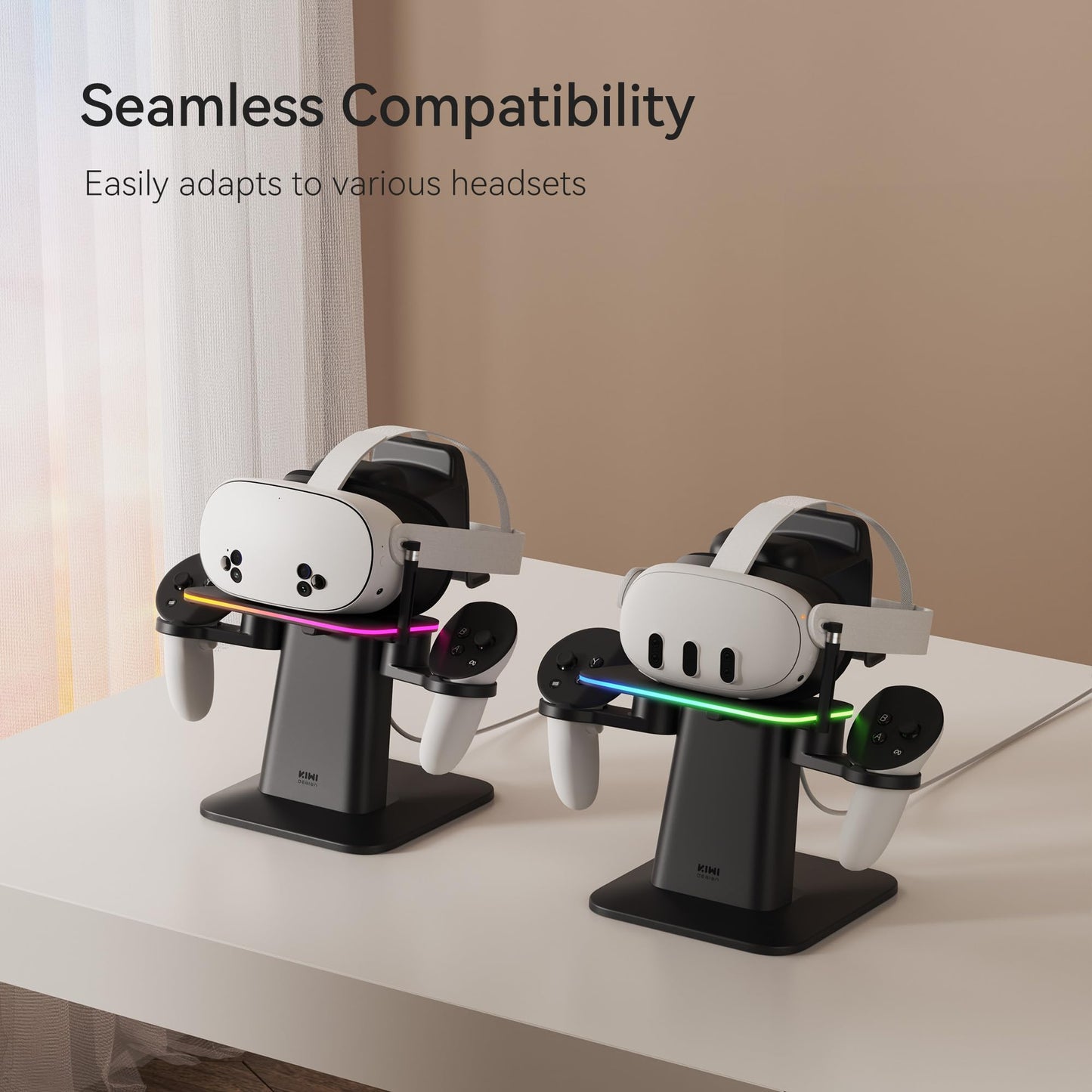 KIWI design Charging Dock for Meta Quest 3S, Quest 3, Quest 2 or Quest Pro, Vertical Charging Stand, Accessories Made for Meta