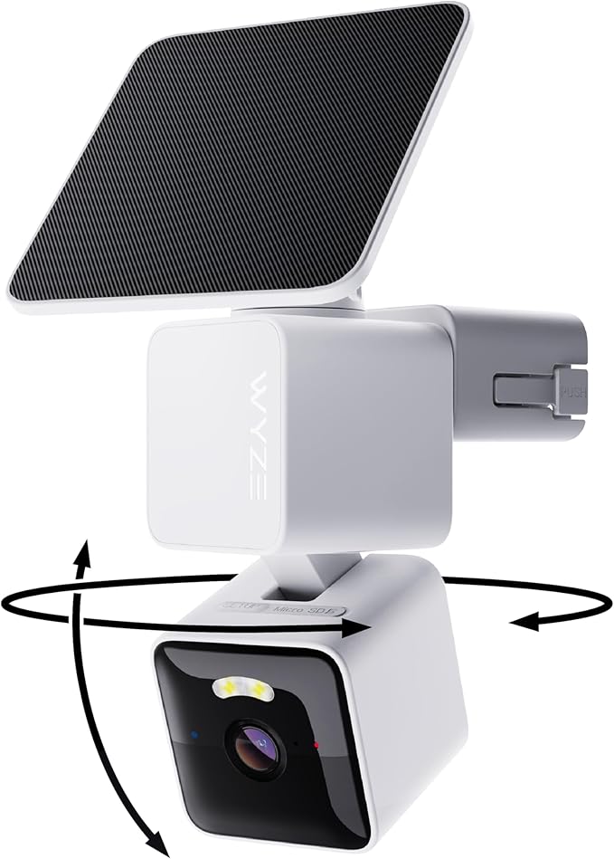 WYZE Solar Cam Pan (Flagship Model), Security Cameras Wireless Outdoor, 2K 360° Pan-Tilt Battery Powered 2.4GHz Wi-Fi Came...