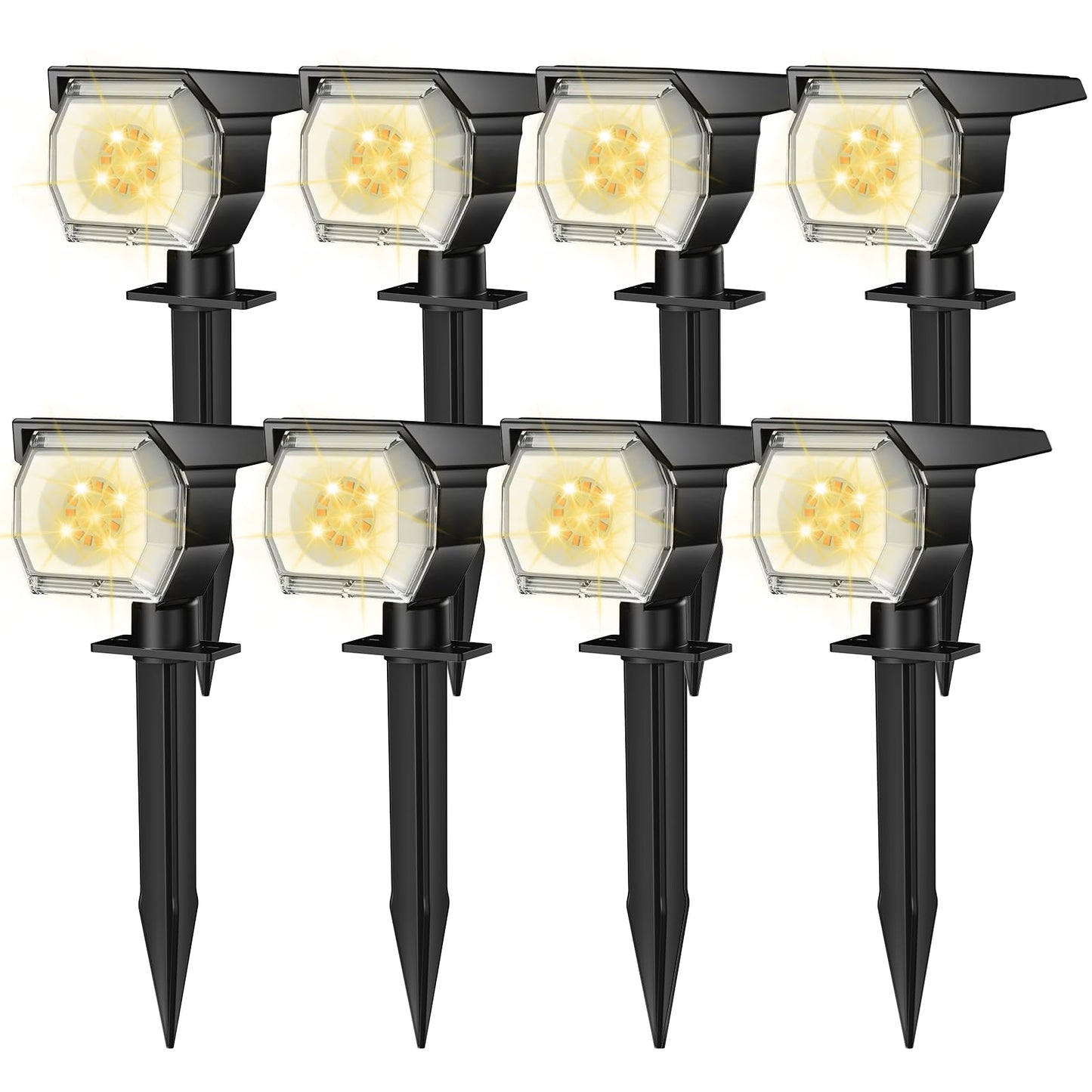 EIUIO Solar Spot Lights Outdoor, Warm White, 8-inch, Waterproof, 3 Lighting Modes, Model CDD-4
