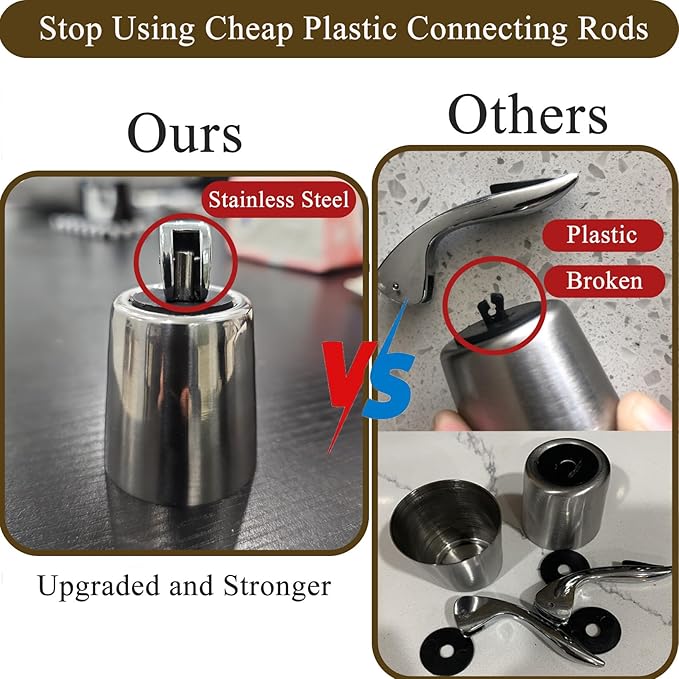 Pafusen Wine Stoppers Set of 2, Stainless Steel Wine Bottle Stopper with Silicone Seal, Reusable Wine Freshness Keep, Wine Saver Wine Bottle Sealer Stopper, Wine Accessories (Rose Gold)
