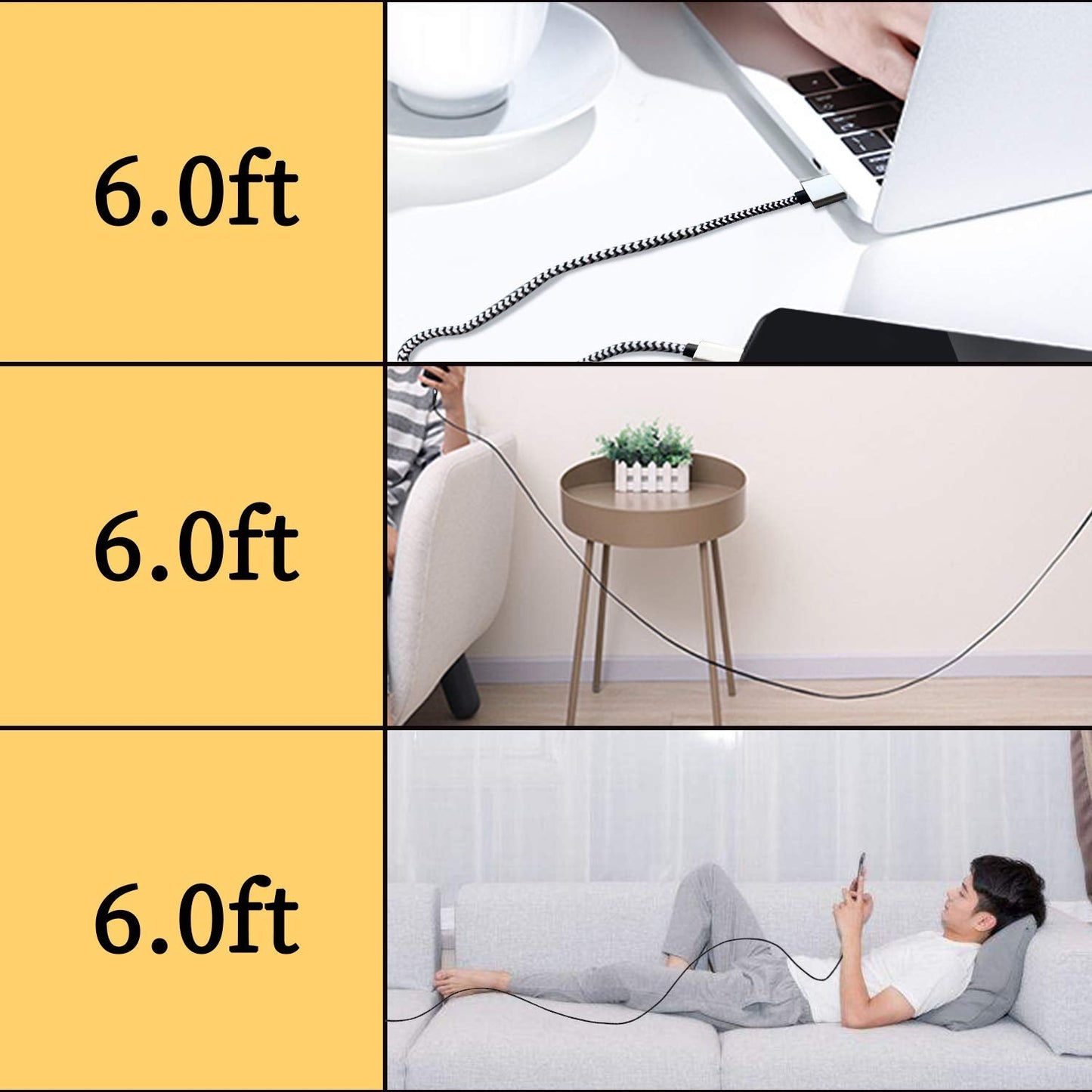 Qqlike Usb Type C Cable, 5 Pack (6Ft) Nylon Braided Usb C Cables 3A Fast Charging Charger For Samsung Galaxy S9/S8 Note8/9 20 10