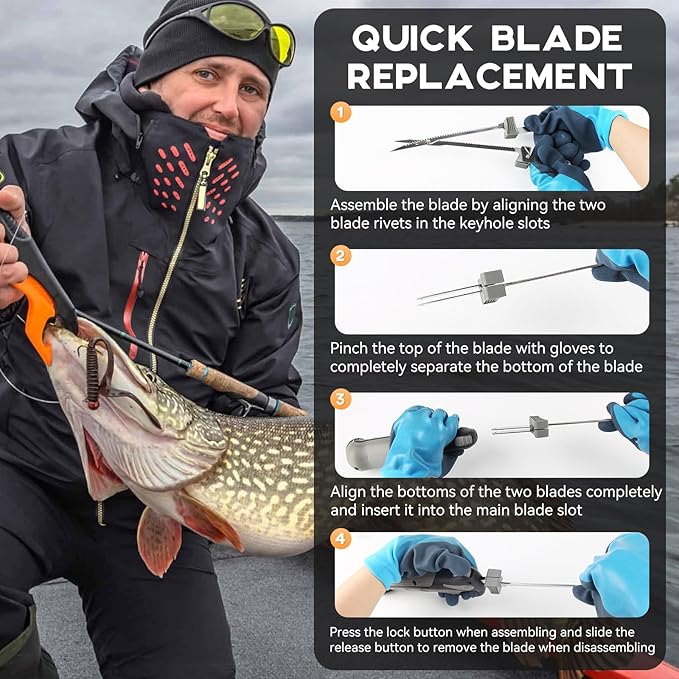 Protmex Cordless Electric Fillet Knife with 8" and 10" Sharp Blades, 12V Electric Fillet Knife with Non-slip Grip Handle, Gloves and Safety Lock, for Fishing, Filleting, Meat, Bread, Outdoors