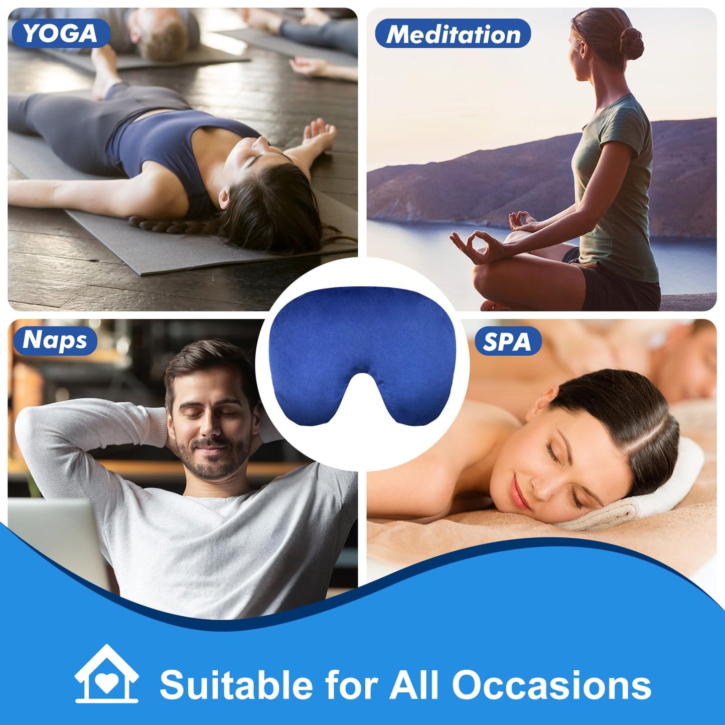 Atsuwell Sinus Mask, Warm Cold Compress Eye Mask for Dry Eyes, Weighted Eye Pillow Microwavable Face Heating Pad for Soothing Sinus Pressure and Relaxation, Blue