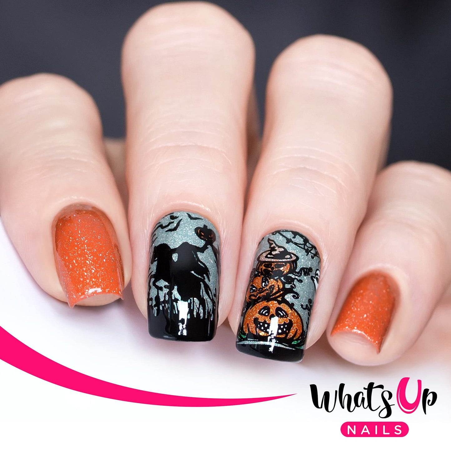 Whats Up Nails - Halloween Stamping Plates 2 pack (B054, B072) for Nail Art Design