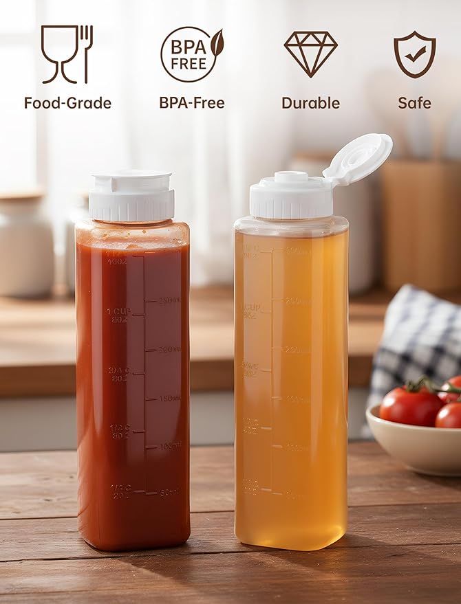 NiHome No Drip Honey Dispenser, 10 oz BPA-Free - Superior Leak-Proof Design Ensures Precise, Mess-Free Pouring with a Simple Squeeze. Perfect for Honey, Syrup, Ketchup & More (1PCS)