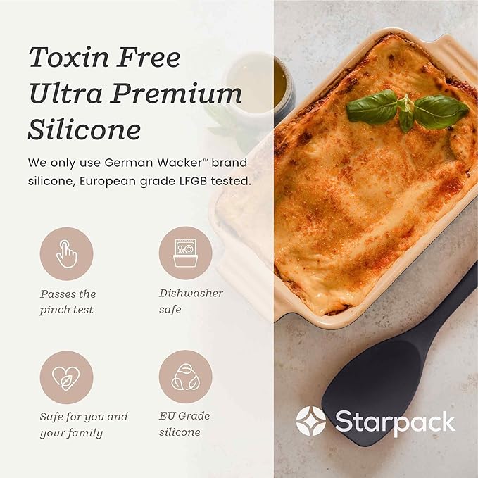 Starpack 'The All Rounder' XL Premium Silicone Spoonula - Silicone Spatula Spoons Heat Resistant to 600°F - Best LFGB Grade Spoonulas - Rubber Spoon Spatulas - Kitchen Spoon Spatulas for Cooking