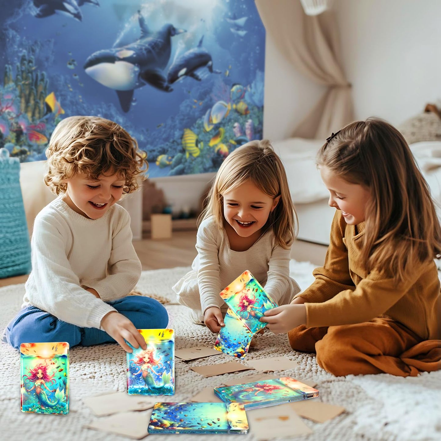 Childrenlive Mermaid   Light - Mini Led Card Lamp  Bedside & Desk Decor For Girls  Portable Night Light & Dreamy Desktop Ornament  Mermaids Gift For Girl/Mermaids Fans (Mermaid)