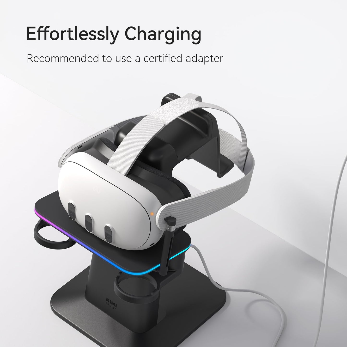KIWI design Charging Dock for Meta Quest 3S, Quest 3, Quest 2 or Quest Pro, Vertical Charging Stand, Accessories Made for Meta