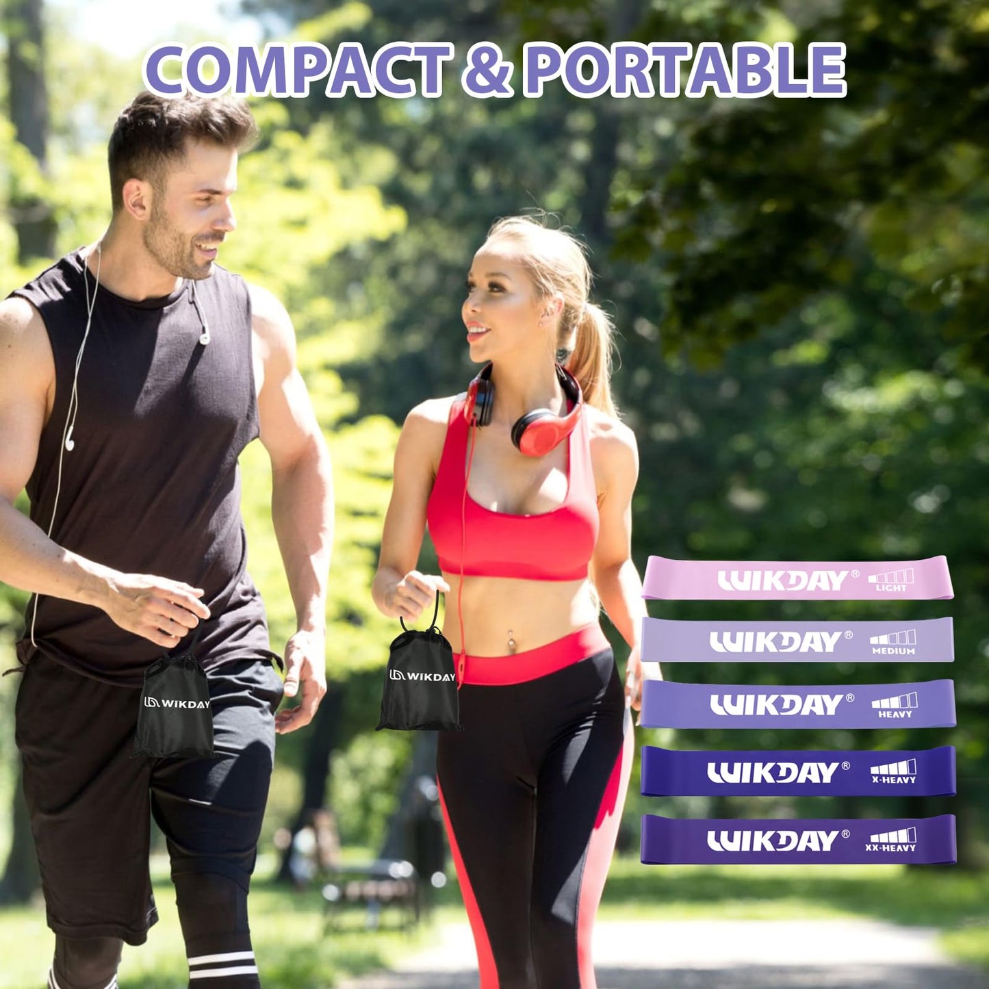 WIKDAY Resistance Bands for Working Out Exercise Loop Bands Workout Bands Set for Men Women Body Stretching, Training, Home Workout, Physical Therapy, Booty Legs, Set of 5 (Purple)