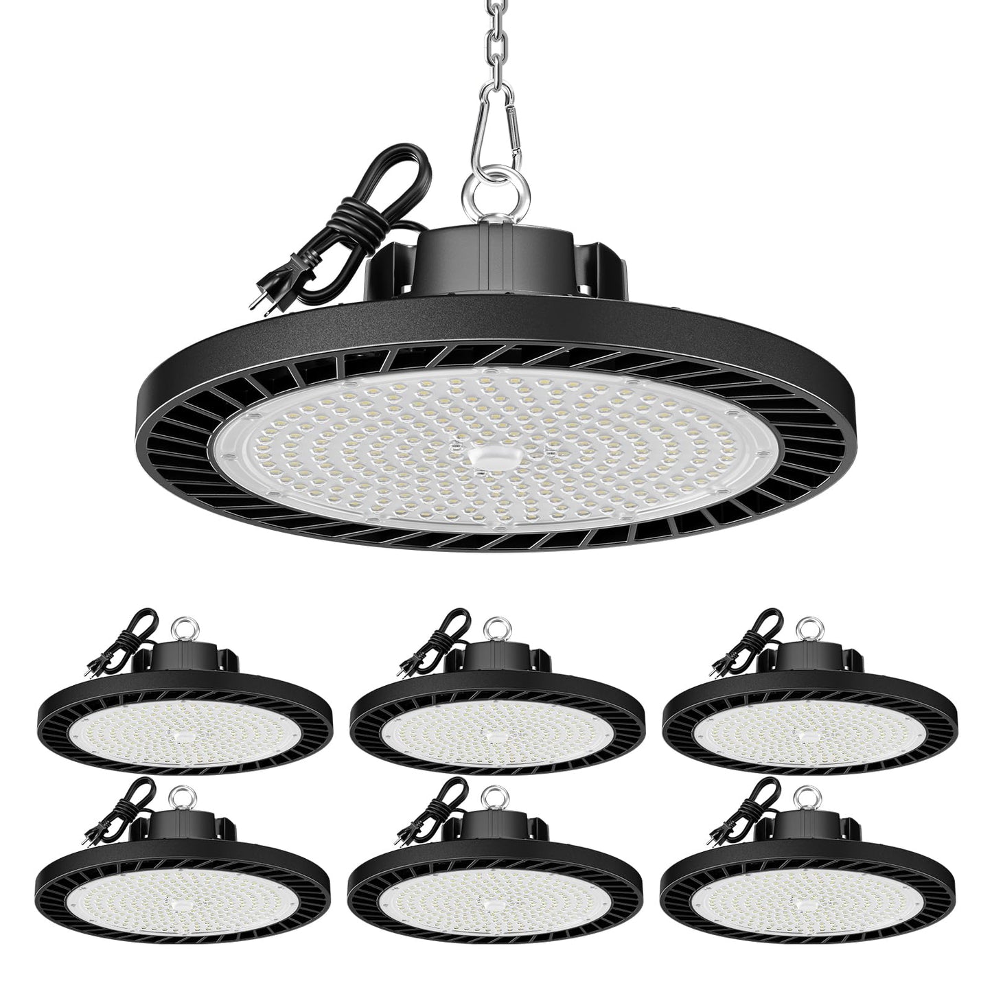 Onlylux Ufo Led High Bay Lights 5000K 150W 6 Pack  Led Shop Lights Commercial Bay Lighting For Garage Workshop Warehouse  Super Bright Daylight  22500 Lm  120V  Power Cord Included