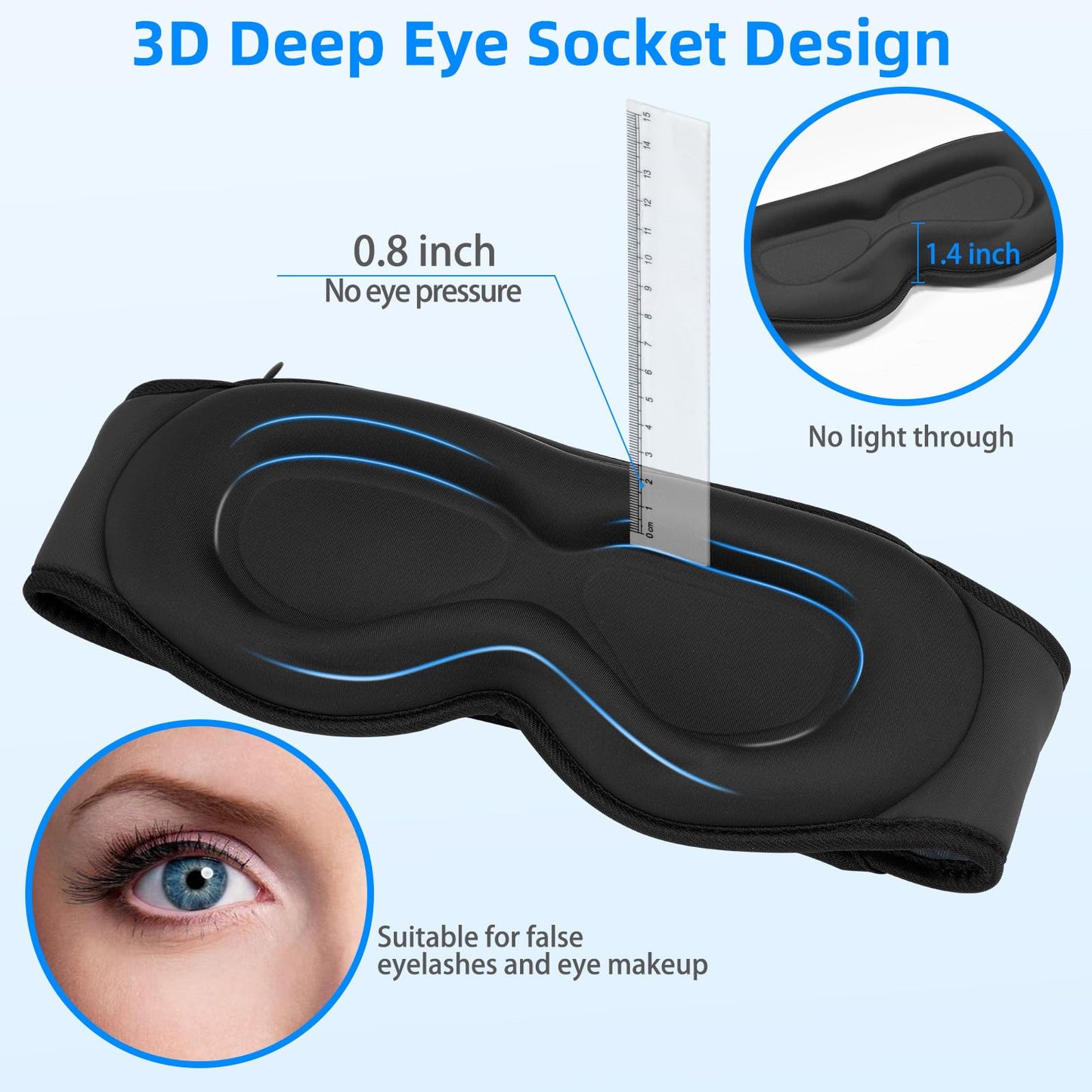 Sleeping Eye Mask with Headphones, Wireless Bluetooth 5.4 Sleep Mask for Men Women, Sleeping Headphones for Side Sleepers, Cool Gadgets Gifts
