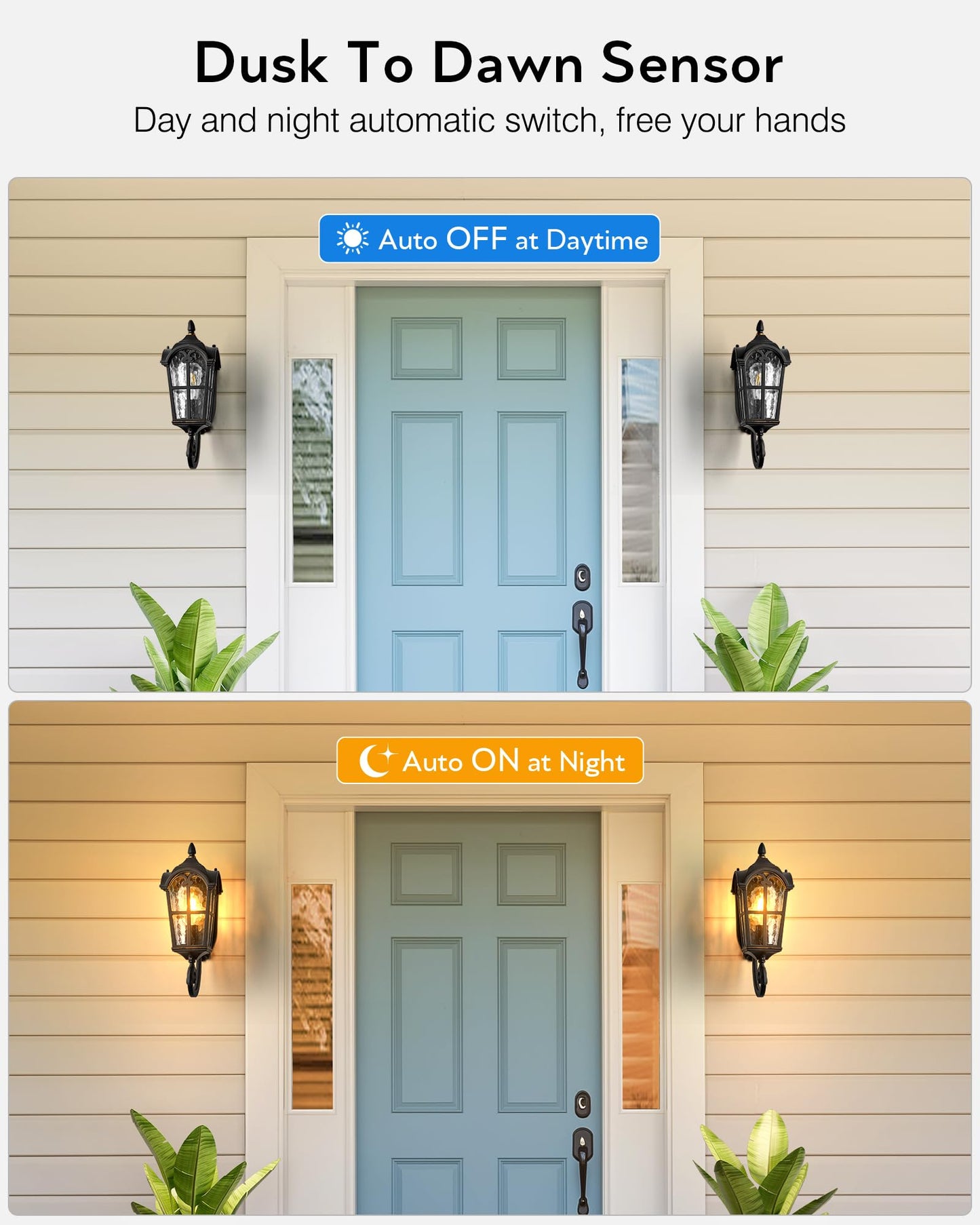 Vianis Outdoor Lights For Porch  Black Dusk To Dawn Outside Lighting With Gold Trim  Porch Lights Outdoor With Tempered Water Ripple Glass For Garden  Patio  Entryway  Waterproof Anti-Rust