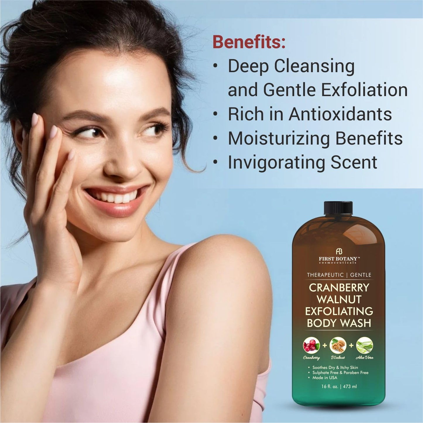 First Botany All Natural Body Wash - Fights Body Odor, Athletes Foot, Jock Itch, Nail Issues, Dandruff, Acne, Eczema, Shower Gel