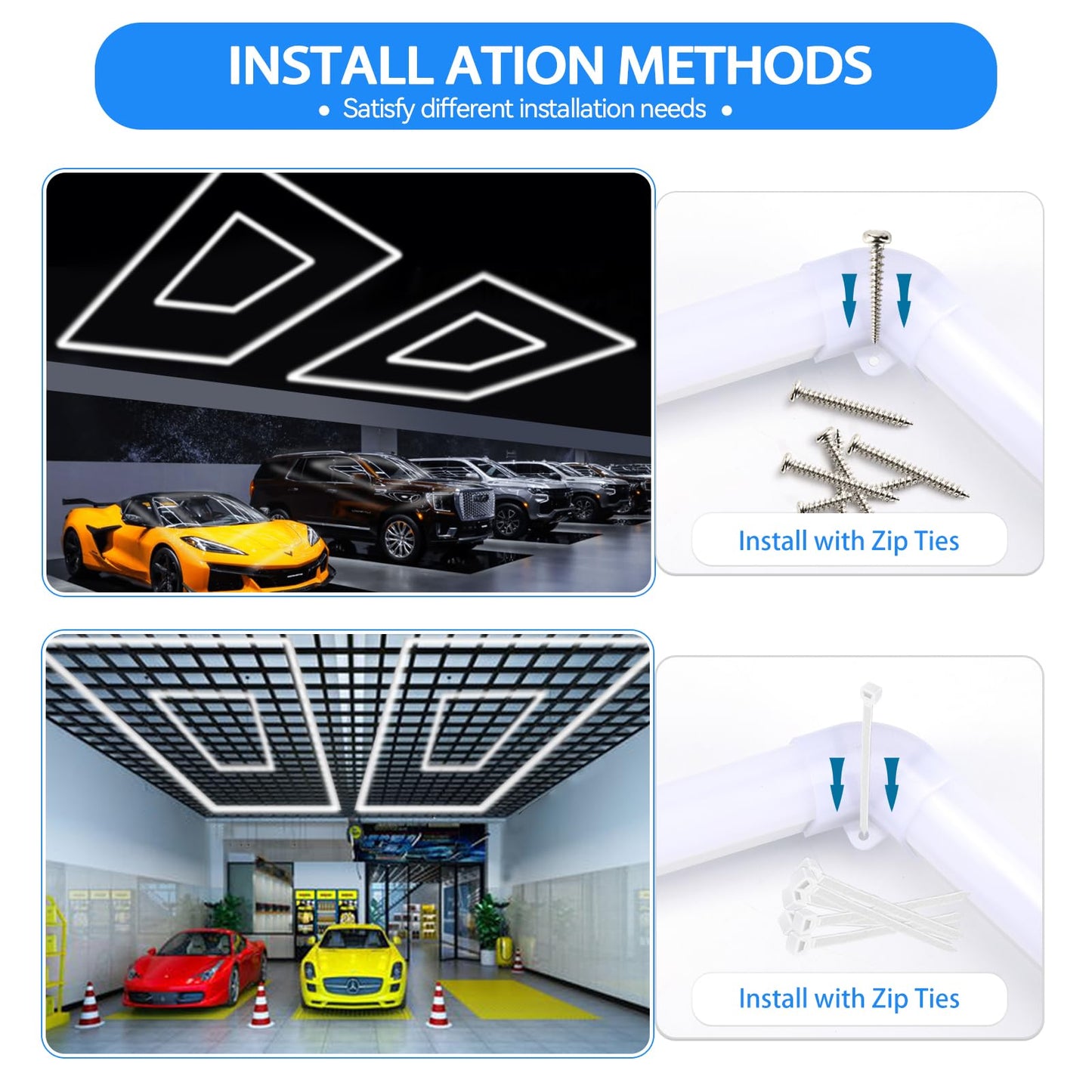 Lzhome Led Garage Lights Fixture: High Brightness 39000Lm Led Garage Lighting Ceiling Led Light  Updated 44.8 Inch Large Size Rectangle Light For Garage Shop Workshop Gym Car Detailing