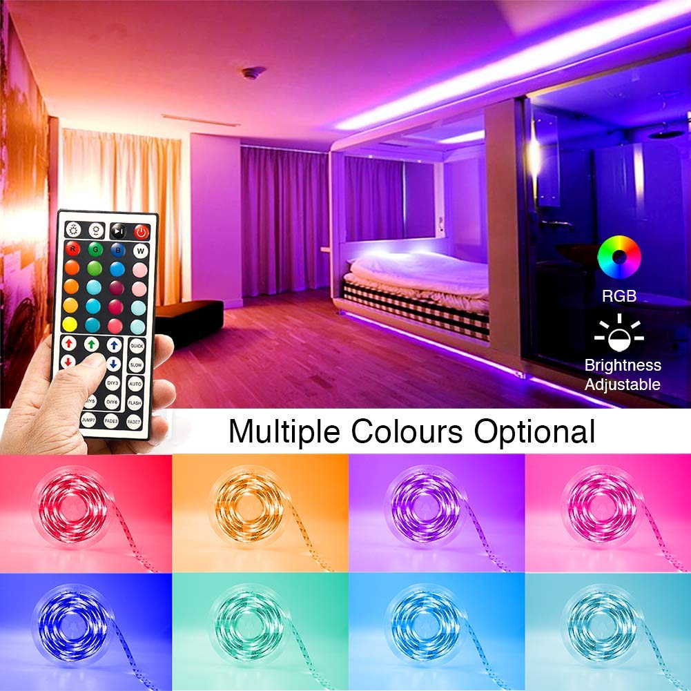 phopollo LED Strip Lights, 16.4ft Color Changing 5050 RGB with Remote, Multicolor, Model LS-P501-RGB-US