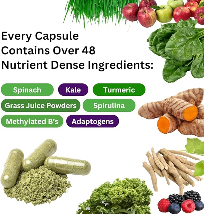 Paradise Herbs Earth's Blend Women's One Daily Multivitamin with Iron, 48 Organic Superfoods, Probiotics, Antioxidants, Vitamins A, B12, C, D, K2, Daily Superfood, 30 Capsules