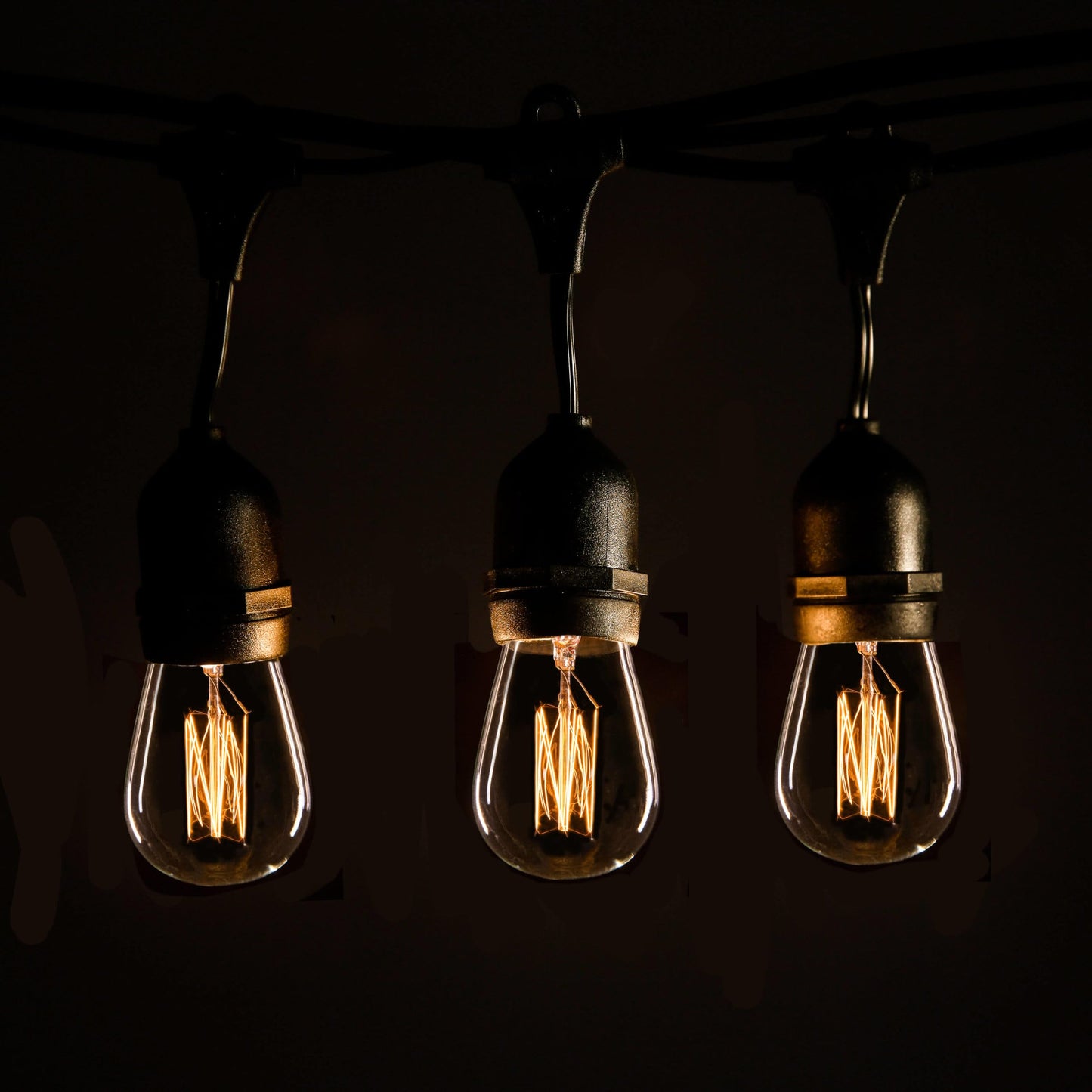 Hometown Evolution  Inc. E26 Outdoor Commercial String Lights With Suspended Socket For Weatherproof Heavy Duty Vintage Outside Lighting (S14 Lantern Edison 11 Watt Bulbs  24 Foot 12 Socket)