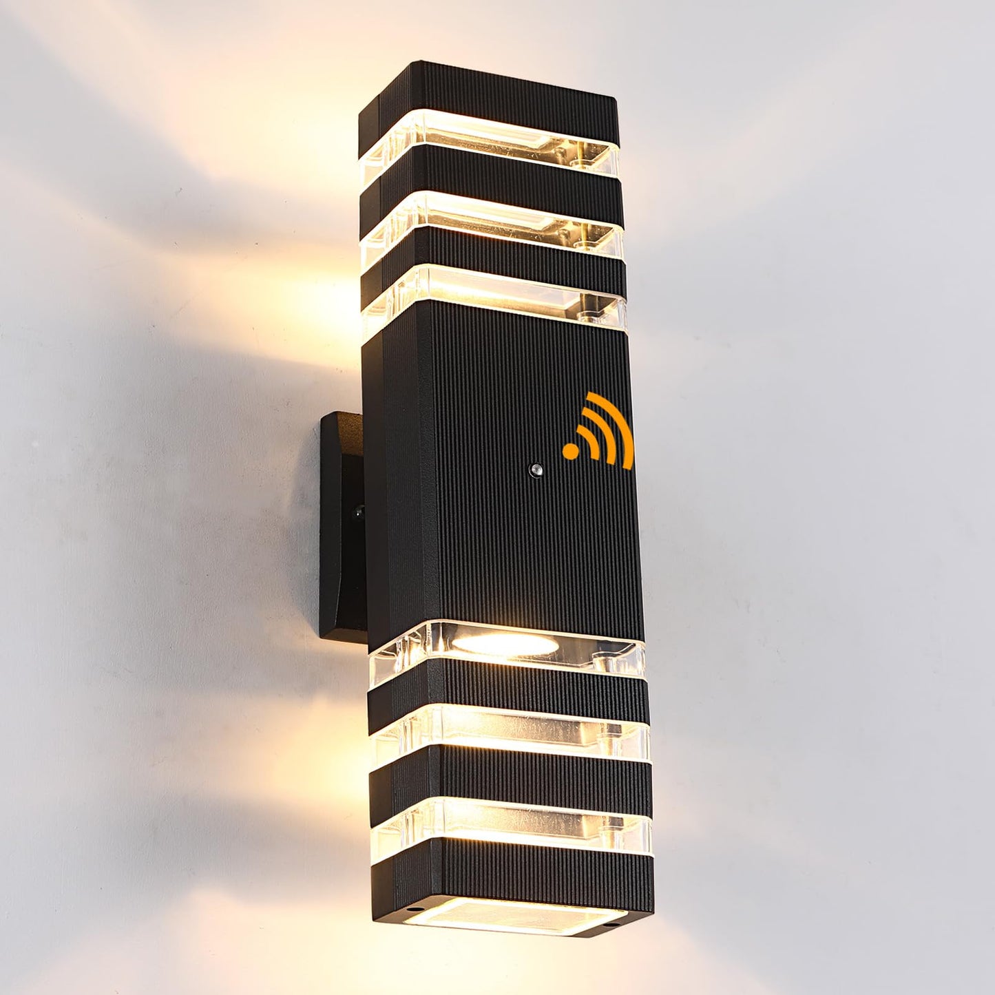 BOXCUPIN Outdoor Wall Light Sconce, IP65 Waterproof, 3000K Warm White, 3-Layer Design, Black, Model BXOWLS18, 1 Pack