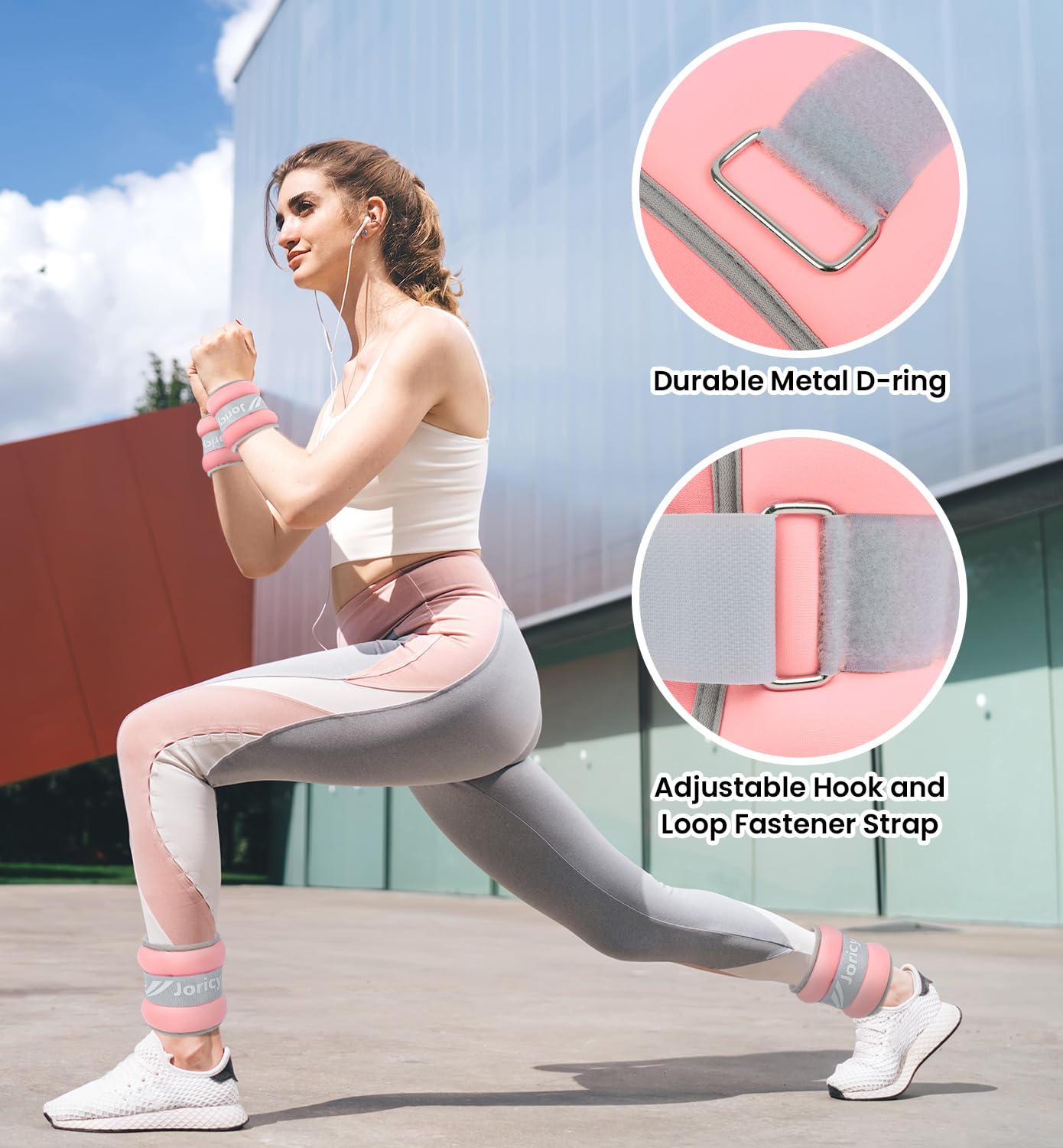 Ankle Weights, Wrist Leg Arm Weights for Women Men Kids with Adjustable Straps, Strength Training Weighted for Jogging, Running, Walking, Fitness, Gym Workout - 1LBS Pair (0.5 LB Each Weight), Light