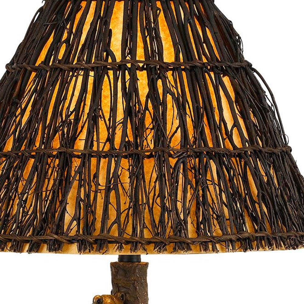 Homeroots Bronze Table Lamp With Brown Empire Shade, 29.5 X 17 X 17 In., Model 524659