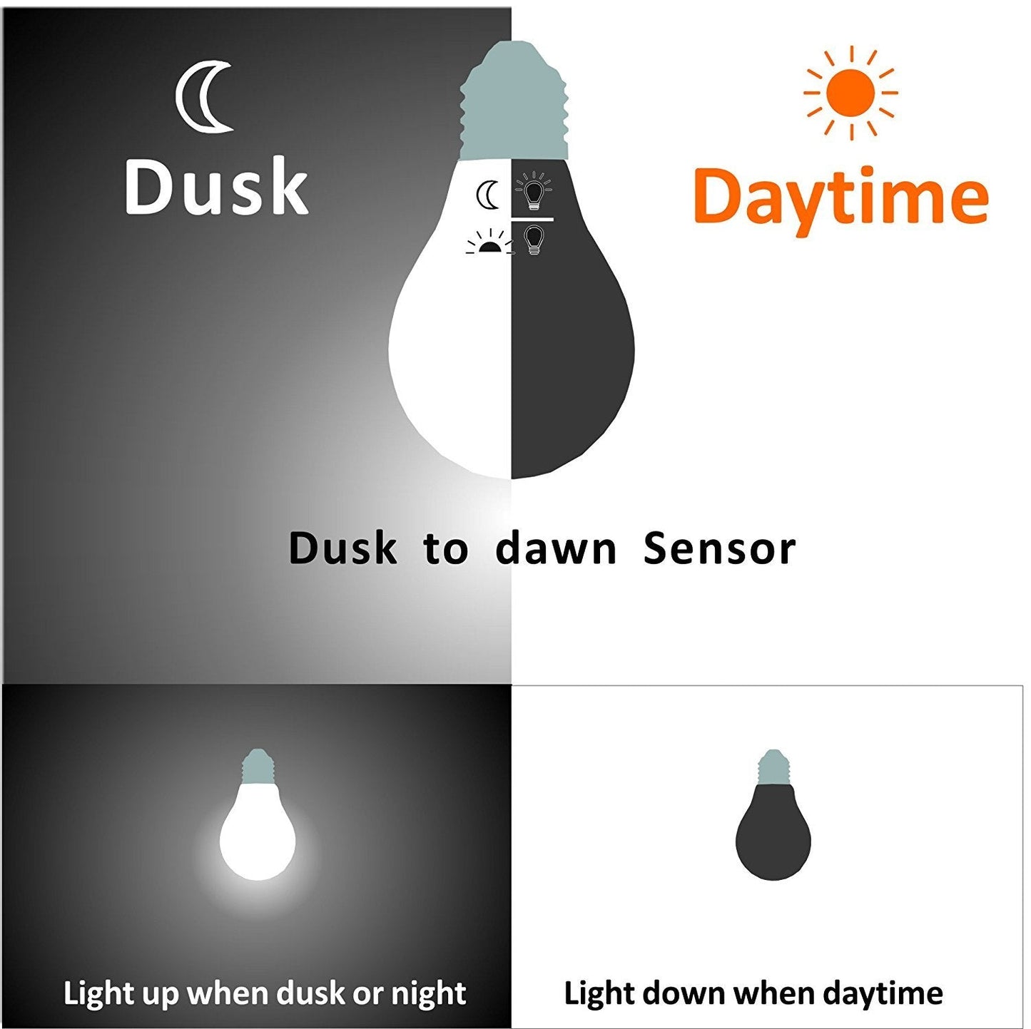 Spolico Dusk To Dawn Led Light Bulbs, 7W 800Lm, St58 St19, Warm White, Pack Of 6, Glass, Indoor/Outdoor Use