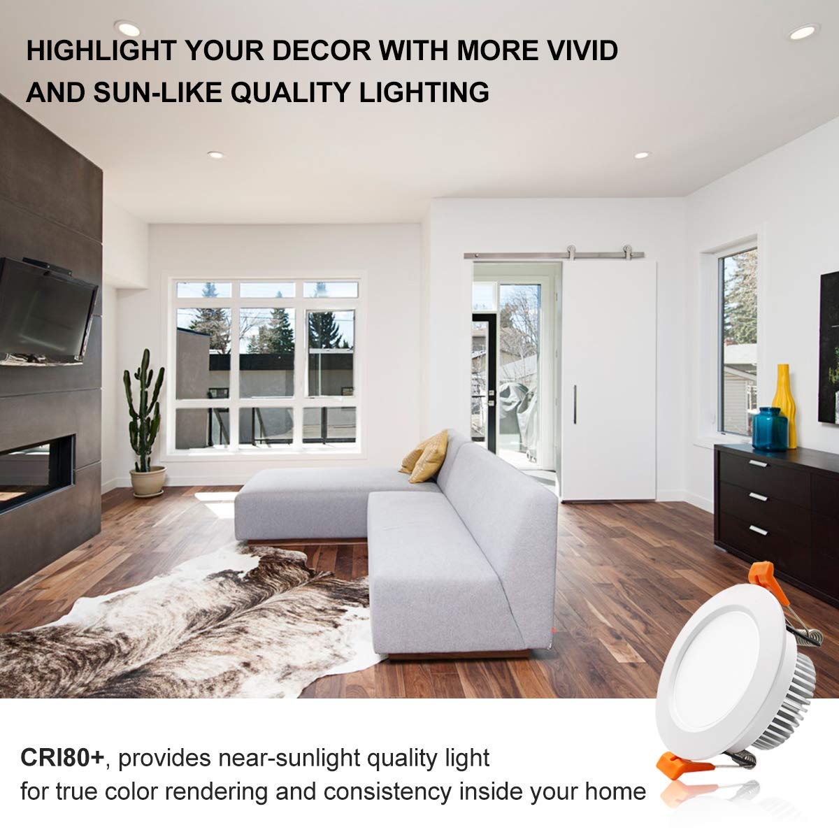 YGS-Tech 3.5 Inch LED Recessed Lighting, Dimmable 7W, 5000K Daylight White, Plastic, 4 Pack