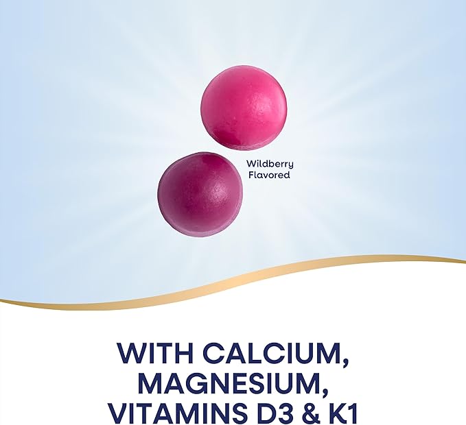 Nature's Way Kids Growing Bones & Muscles Gummies, Supports Healthy Bones & Muscles*, Calcium, Magnesium, Vitamins D3 & K1, Ages 2+, Wildberry Flavored, 60 Gummies (Packaging May Vary)