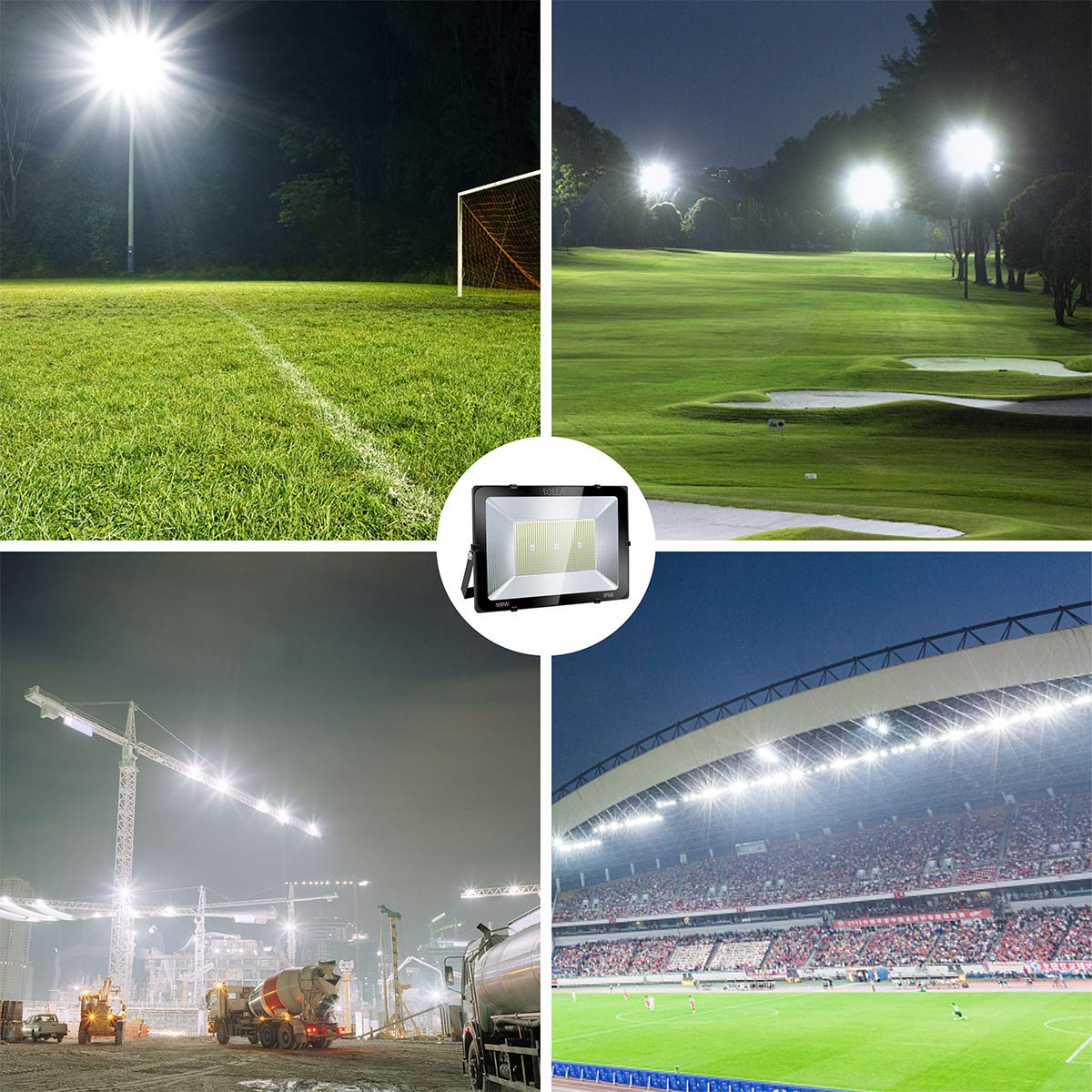 SOLLA 500W LED Stadium Flood Light, 40000LM, IP66 Waterproof, 6000K Daylight White, Model HT-001