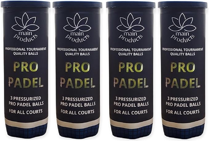 Pro Padel Balls - Professional Tournament Quality Balls, 4 Tubes (12 Balls), 47% Wool, Pressurized for Extreme Durability,...