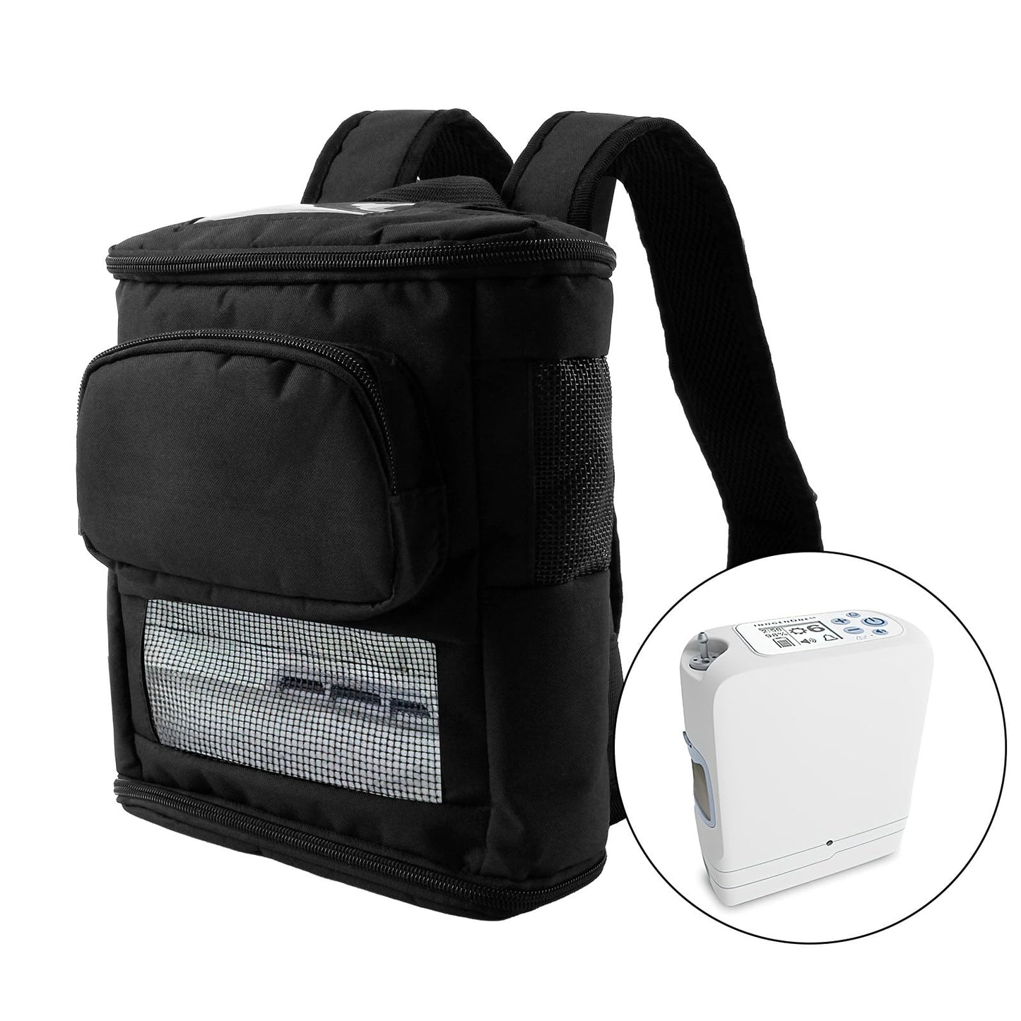 Lightweight Carrier for Inogen One G5 Oxygen Concentrator,Portable Oxygen Backpack with Adjustable Straps,Zippered Bottom for Oxygen Concentrator G5 Accessories,Water Resistant Oxygen Backpack(Black)