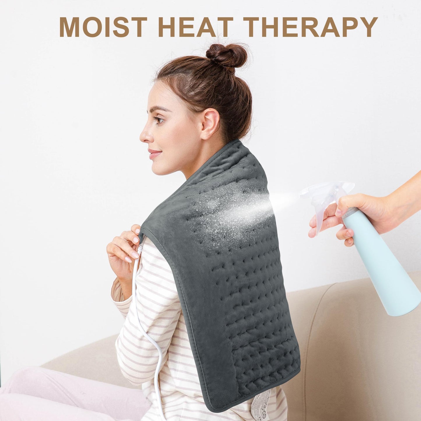 Deepsoon Heating Pad,Electric Heating Pads for Back,Neck,Abdomen,Moist Heating Pad for Shoulder,Knee,Arms,Legs,Dry/Moist Heat & Auto Shut Off,Christmas Gifts for Men and Women,Dark Gray,24x20 Inch