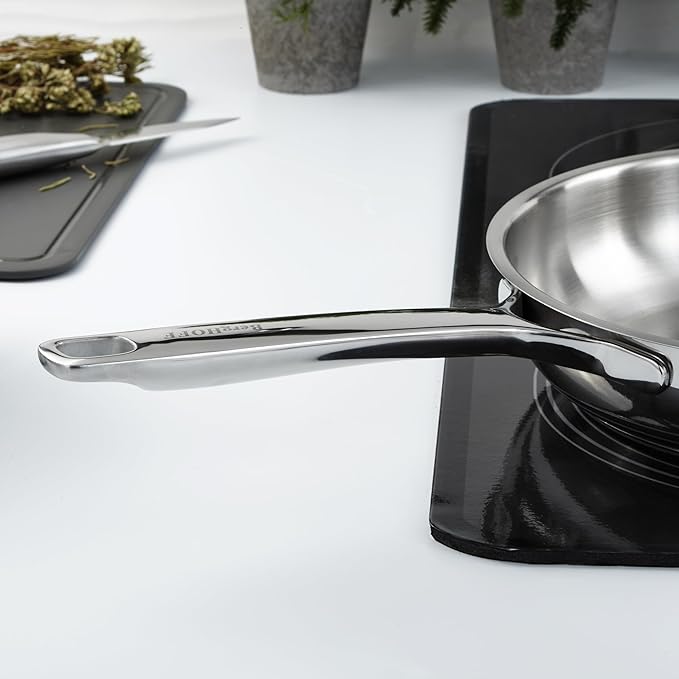 BergHOFF Helix 5Pc Cookware Set With Glass Lids Recycled 18/10 Stainless Steel Induction Pots and Pans Scratch-resistant Oven Safe