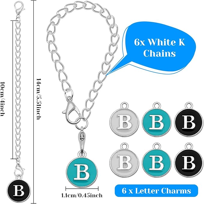 Letter Charm Accessories for Stanley Cup,6PCS Initial Name ID Personalized Handle Charm Personalized Handle Decor Set DIY Identification Handle Letter Charms for Stanley Tumble (B/White/Black/Blue)