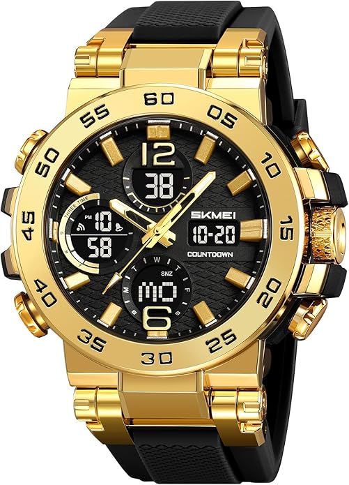 FANMIS Mens Analog Digital Dual Display Sports Watches Military Multifunctional 50M Waterproof LED Watch with Alarm Stopwa...