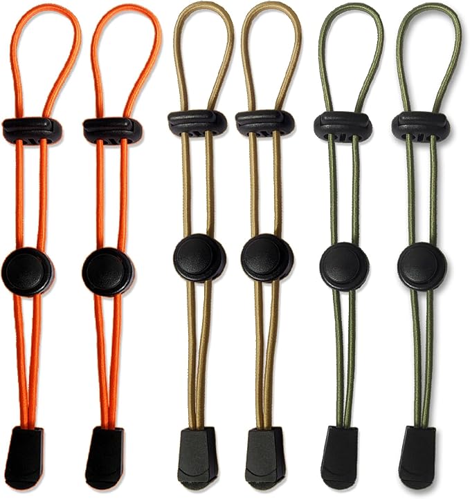 6-Pack Elastic Rope Fasteners - Backpack Accessories for Organizing Gear, Trekking Poles, or Camping Equipment (Army Gree...