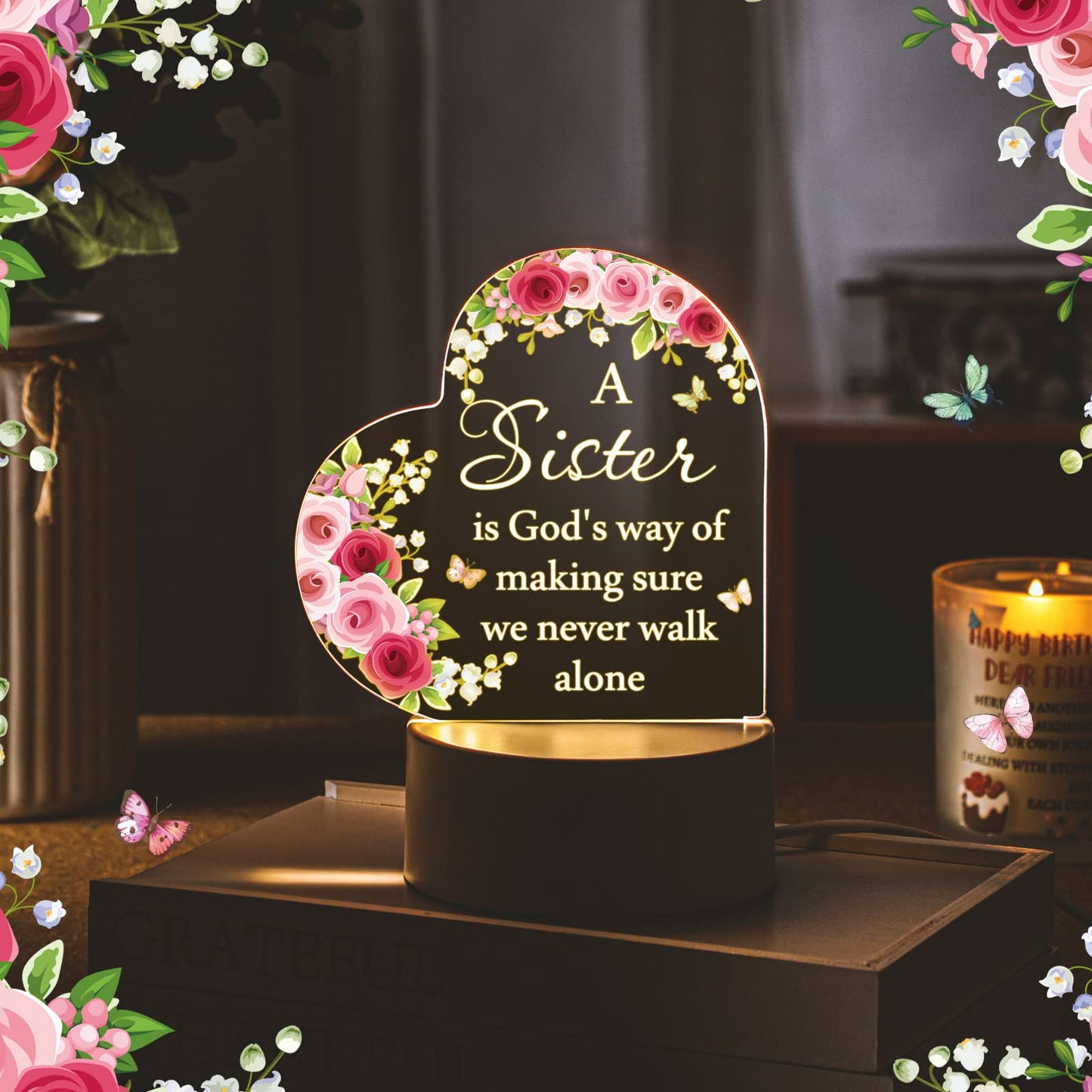 Jetec LED Night Light for Women Friends - Inspirational Christian Gift, Acrylic Table Decor (Model: JT-Jetec-GBTS5)