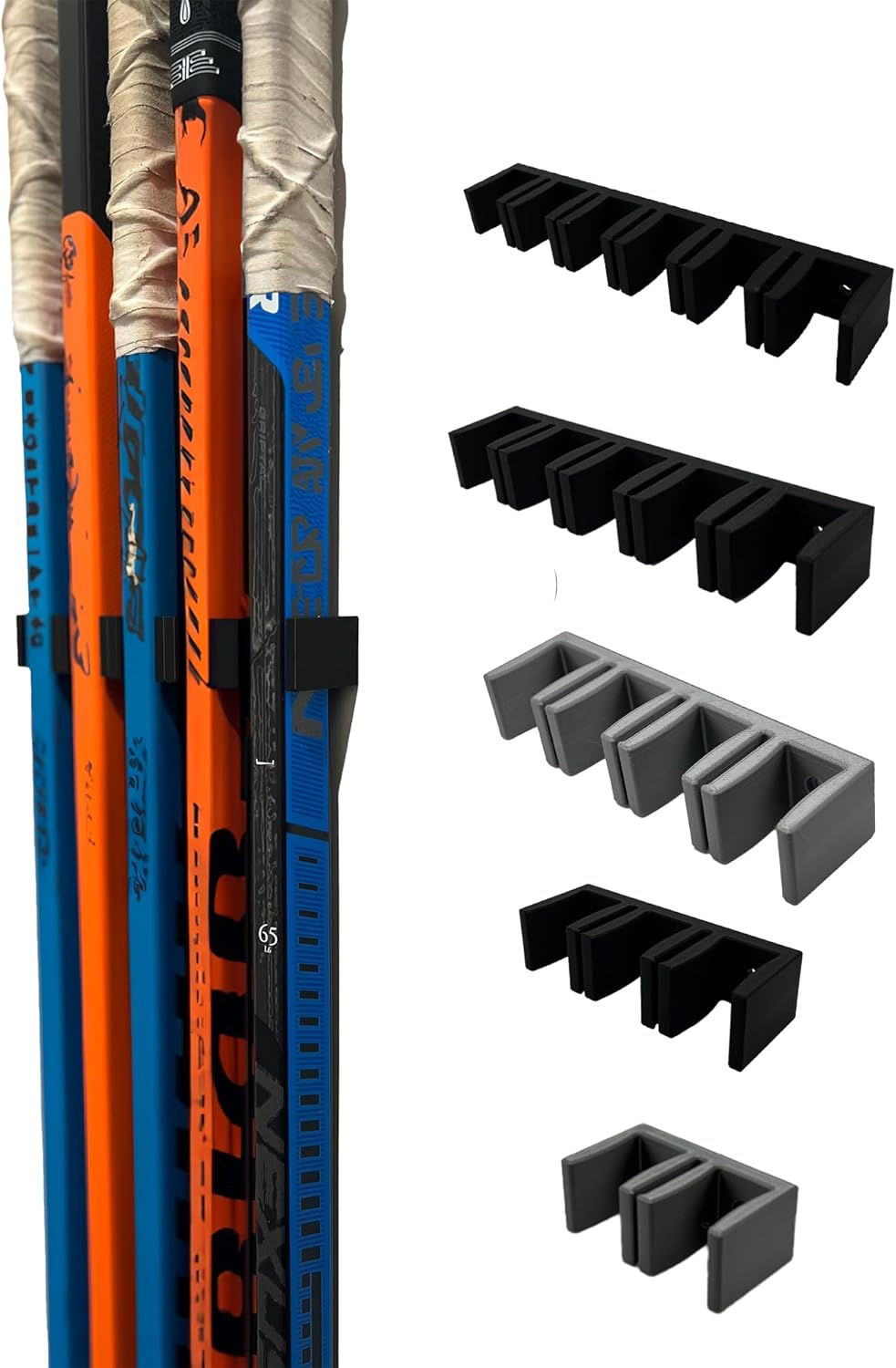 Wall Mount Hockey Stick Holder | Ice Hockey Stick Organizer (Black, 2 Stick Wall Mount)