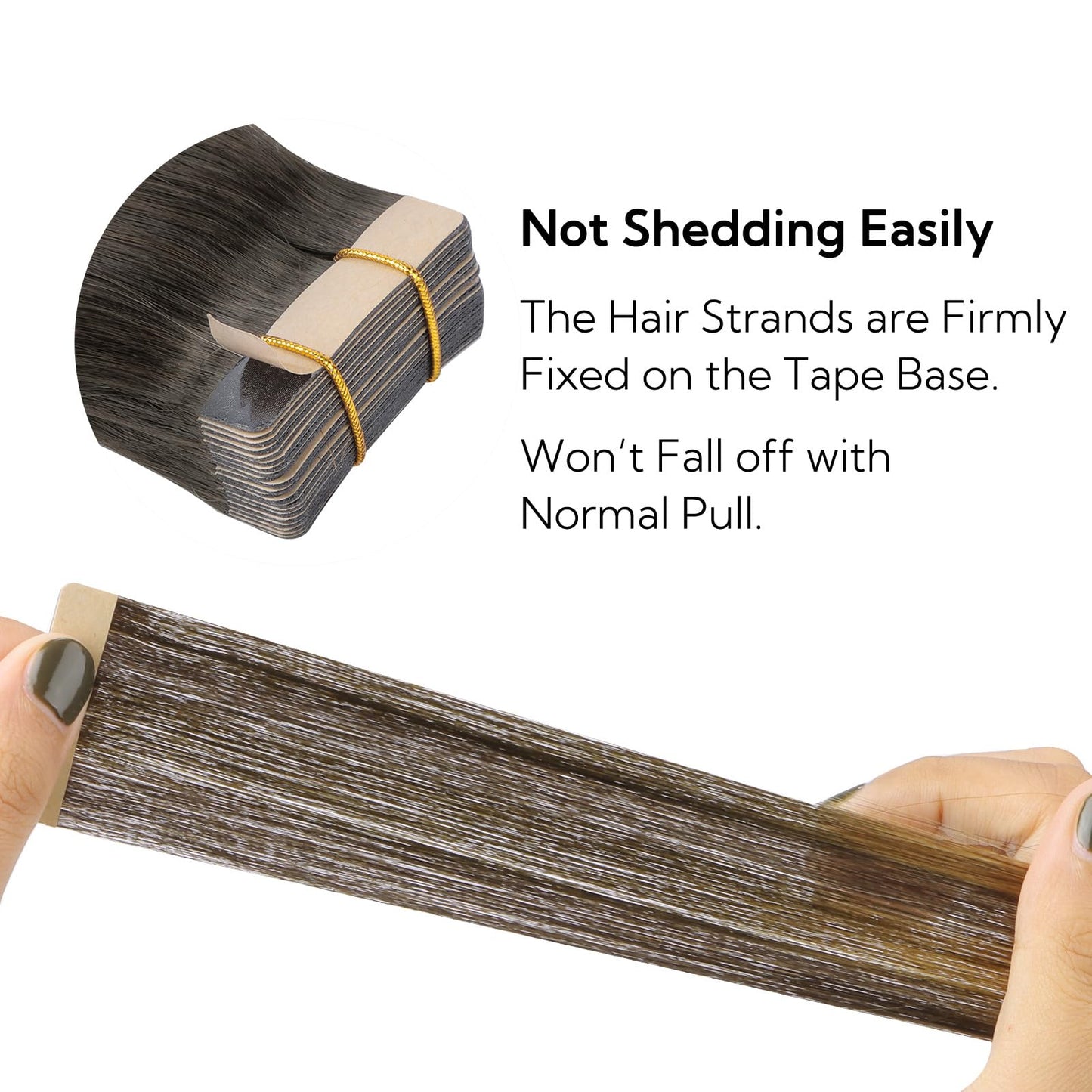hotbanana Tape in Hair Extensions, 12 Inch Tape in Hair Extensions Human Hair 20pcs 40g Dark Brown to Light Brown and Ash Blonde