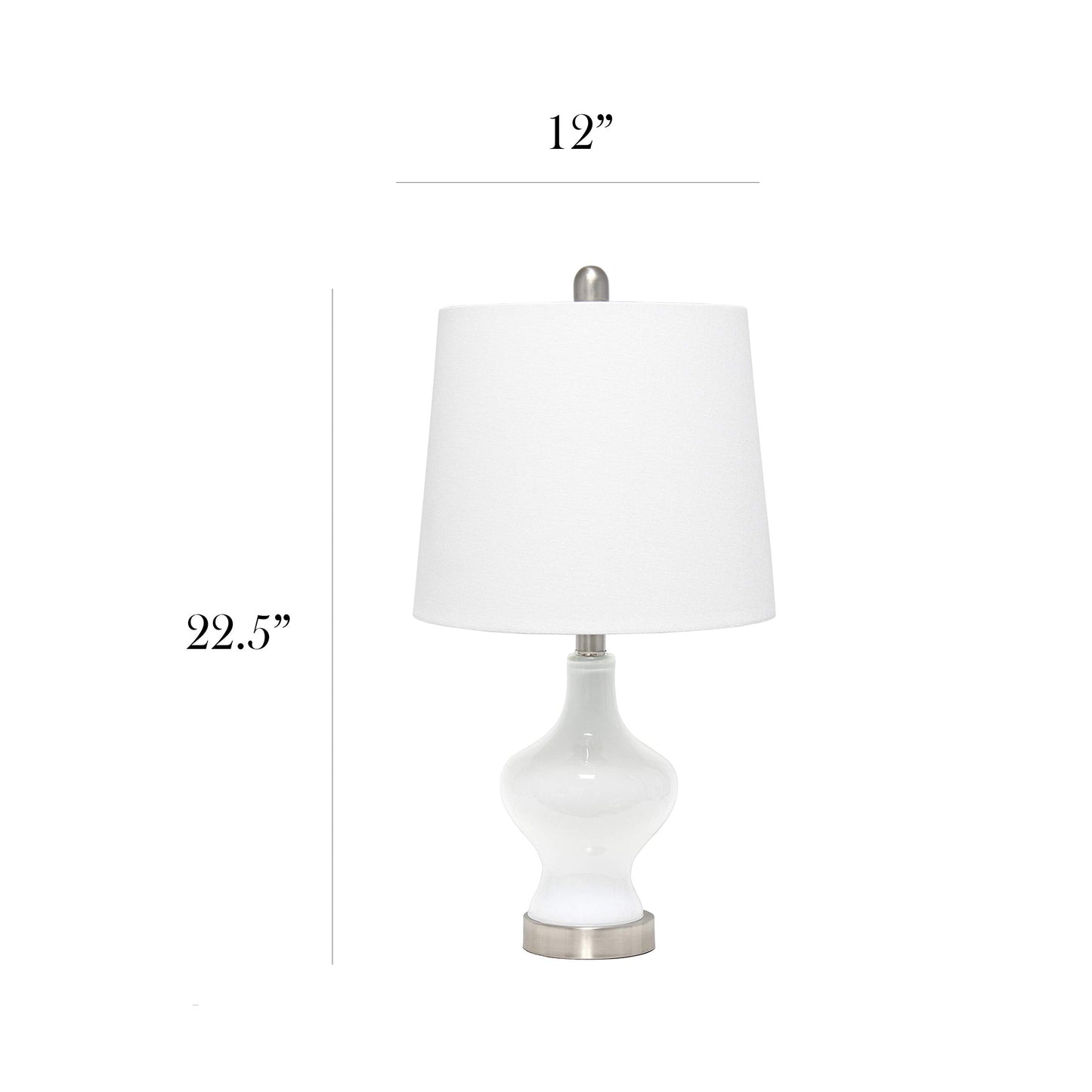 Elegant Designs Glass Table Lamp, Gourd Shaped, Model LT3317-WHT, White