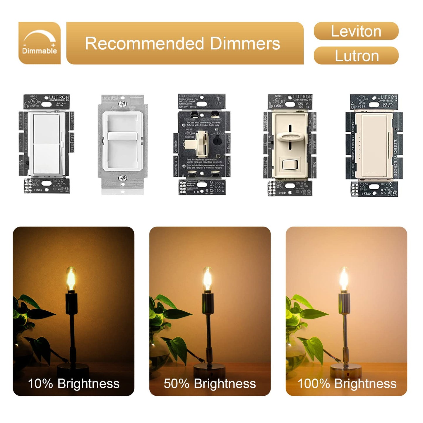 Eq Lighting Vintage Dimmable T6 Led Bulb  60W Equivalent/6 Watt  Antique E12 Edison Candelabra Light Bulbs  2700K Soft Warm White T8/T25 Small Tubular Chandelier Lamp  4 Pack