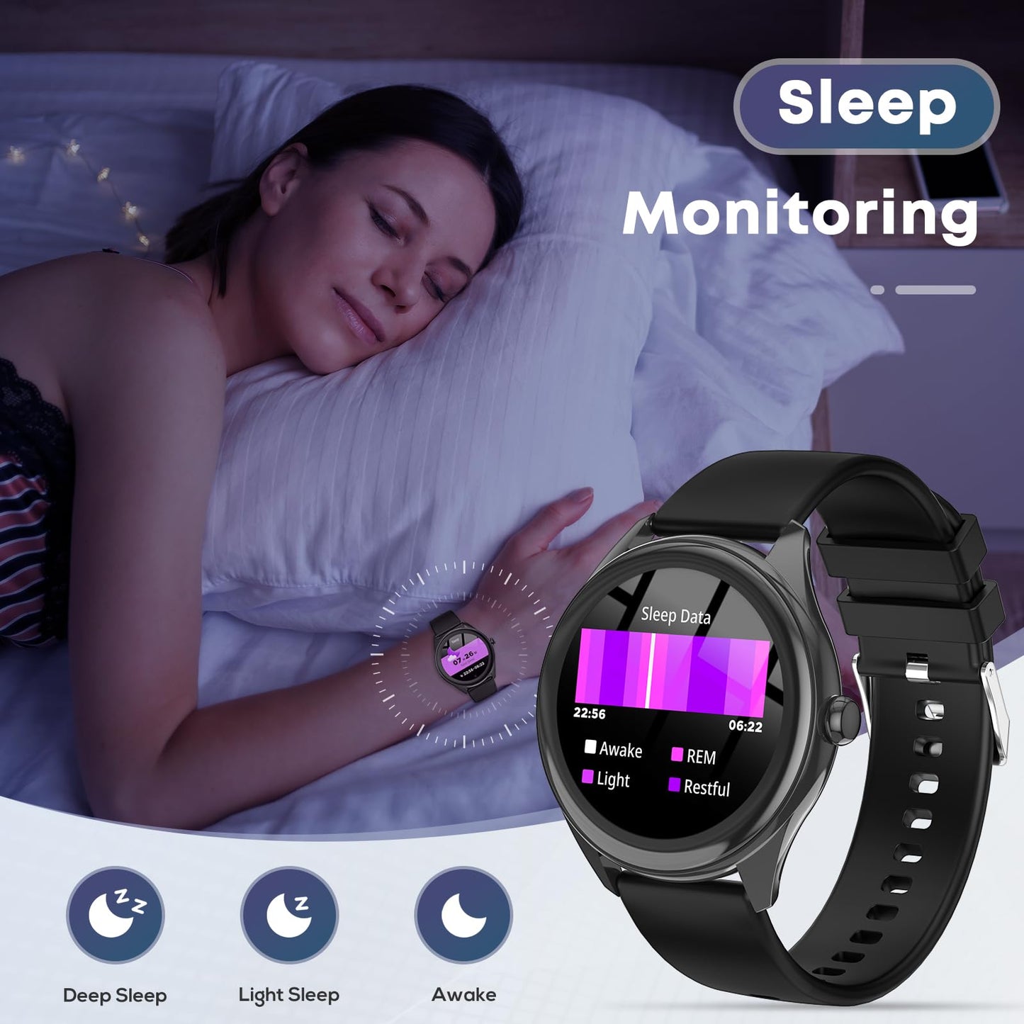 DIVOAZBVO Smart Watches for Women Men, 1.39" HD IPS Touchscreen Smartwatch with 120 Sports Modes, Heart Rate/Sleep Monitor, IP67 Waterproof, Bluetooth Call & Music Control for iPhone/Android (Black)