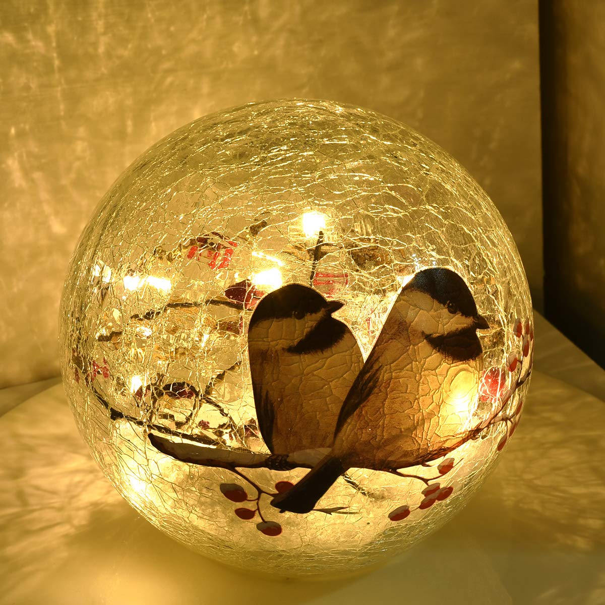 Idealxmas Glass Birds Pattern Led Light - Wireless  le Glass Night Lamp, Warm White, Clear, 1 Birdsball For Bedroom & Garden Decor