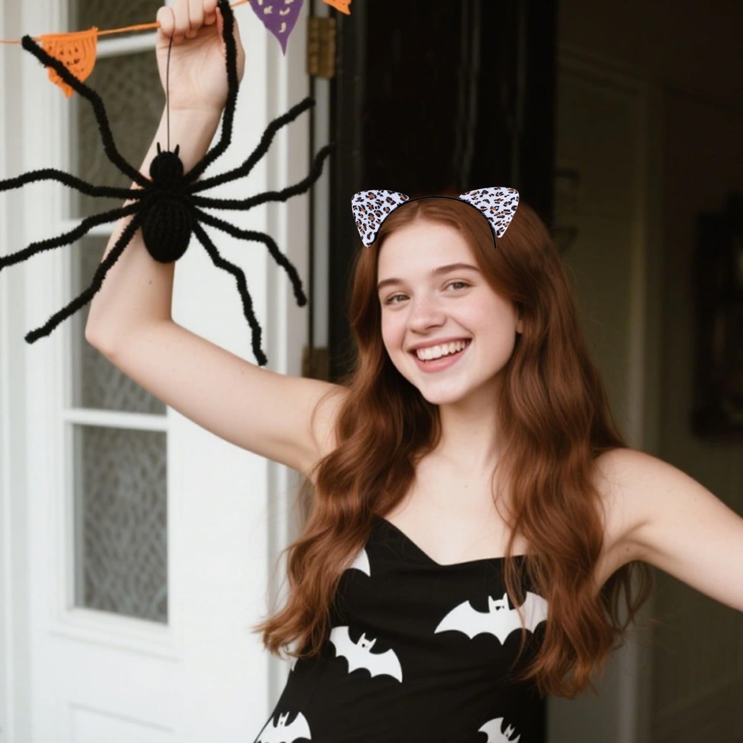 ASHONE Cat Ears Headband for Women Cute Cat Costume Hair Accessories for Halloween Party Cosplay (Off White, One Size)