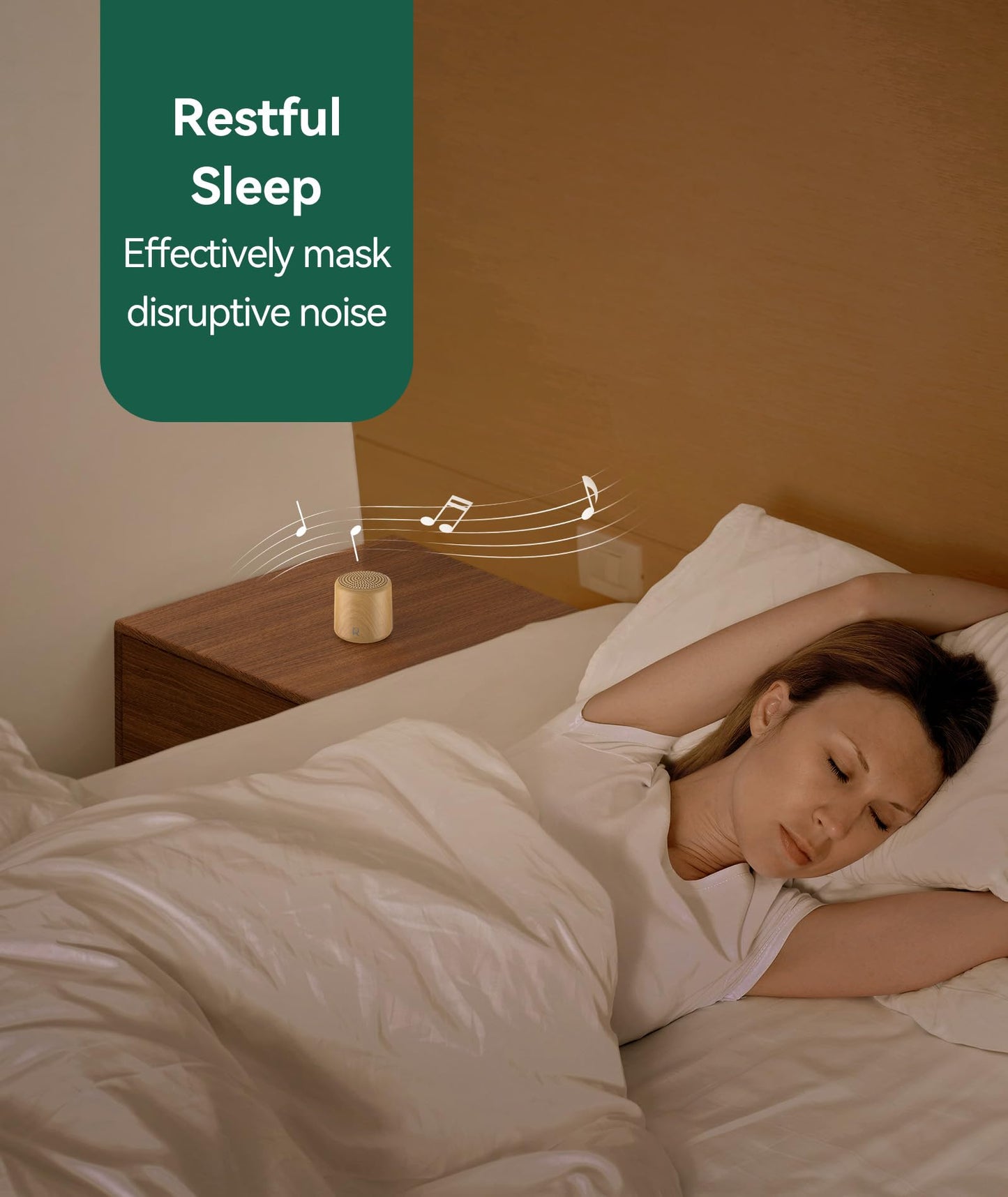 Portable Sound Machine - Travel White Noise Machine for Adults & Baby, 16 Relaxing Sounds, Timer & Rechargeable, Mini for Office, Hotel, Home (Wood)