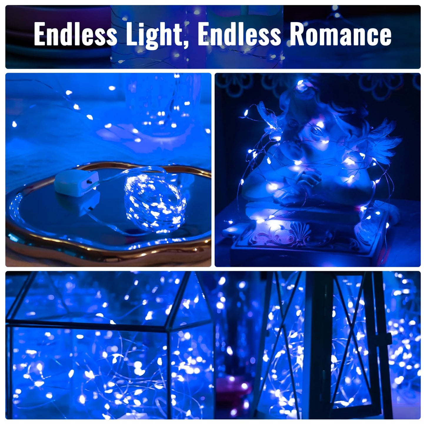 Zsjwl 30 Pack Blue Fairy Lights Battery Operated  7Ft 20Led Mini Starry Light Mason Jar Lights For Indoor Outdoor Party Wedding Halloween Thanksgiving