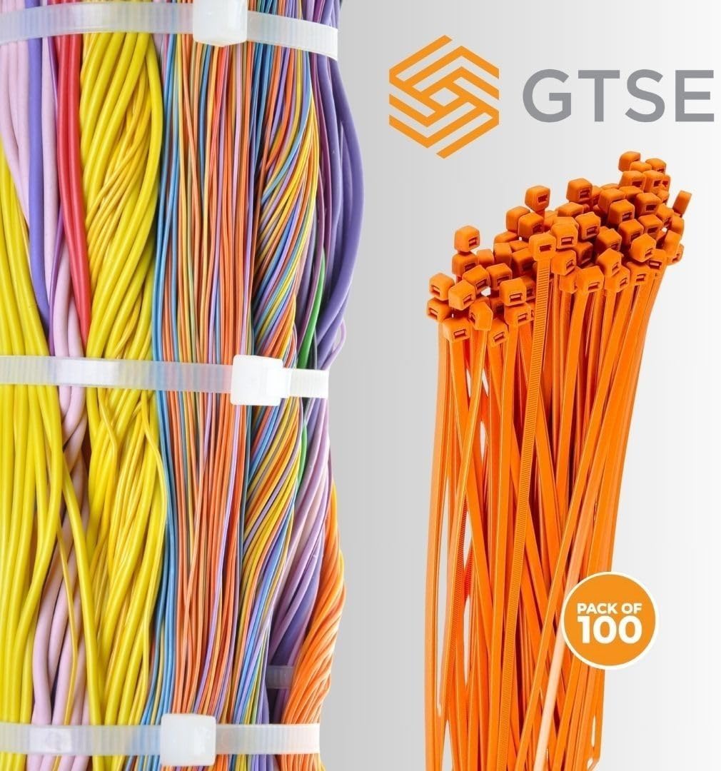 GTSE 4 Inch Orange Zip Ties, 100 Pack, 18lb Strength, UV Resistant Nylon Small Cable Ties, Self-Locking 4" Tie Wraps