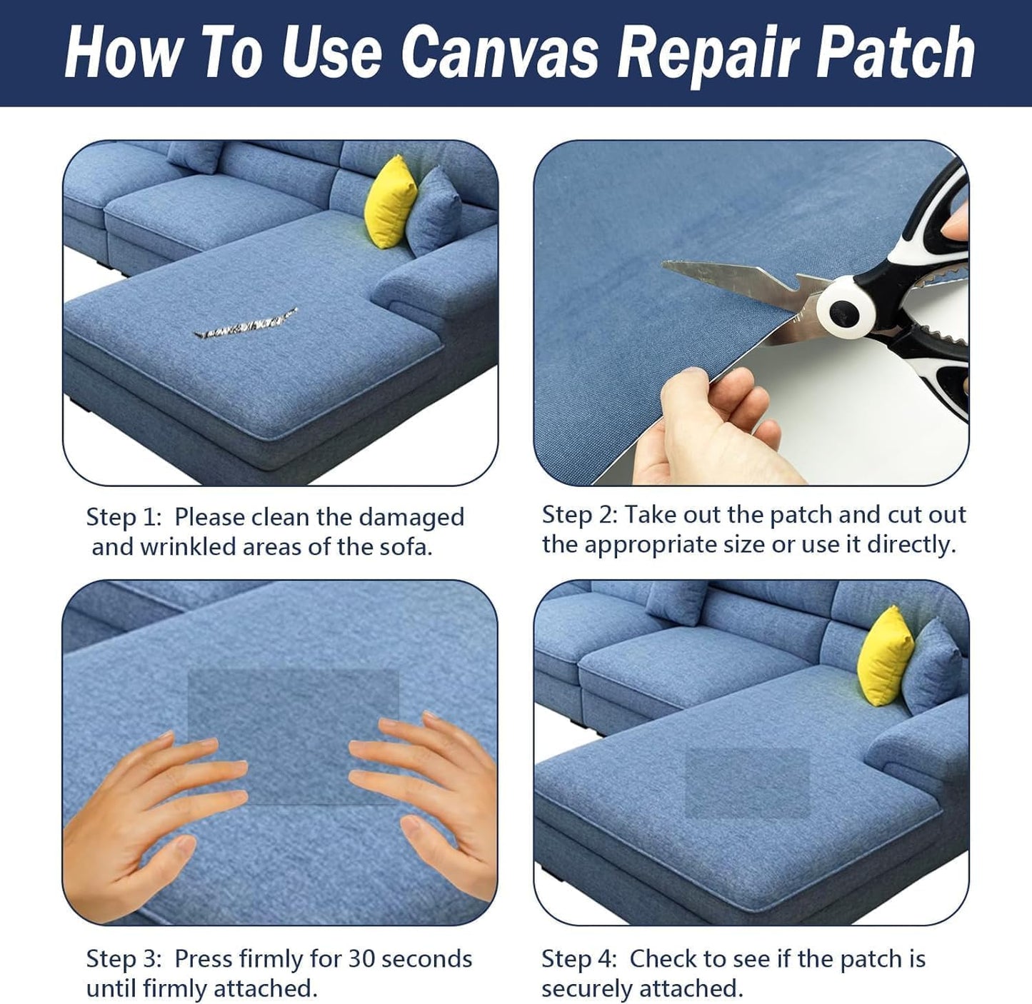 Canvas Repair Patch, 17X79 Inch Strong Sticky Fabric Repair Tape, Self-Adhesive Fabric Patch for Sofas, Tote Bags, Clothing, Car Seats, Furniture (Beige, 17X79 Inch)